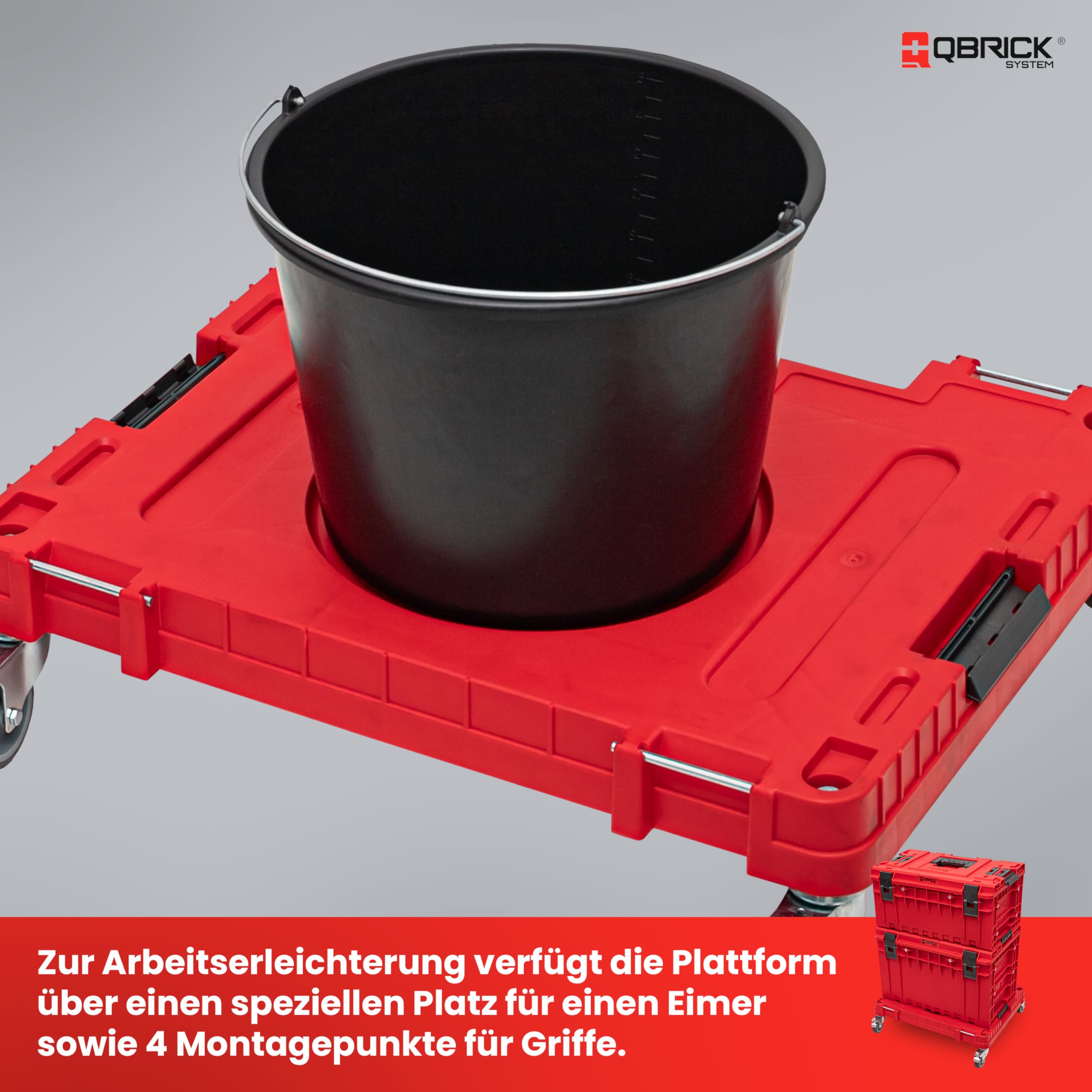 QBRICK SYSTEM Chariot De Transport Capacité De Charge De 120 kg One Transport Platform Workshop Red Ultra HD Rouge 625 x 503 x 160 mm