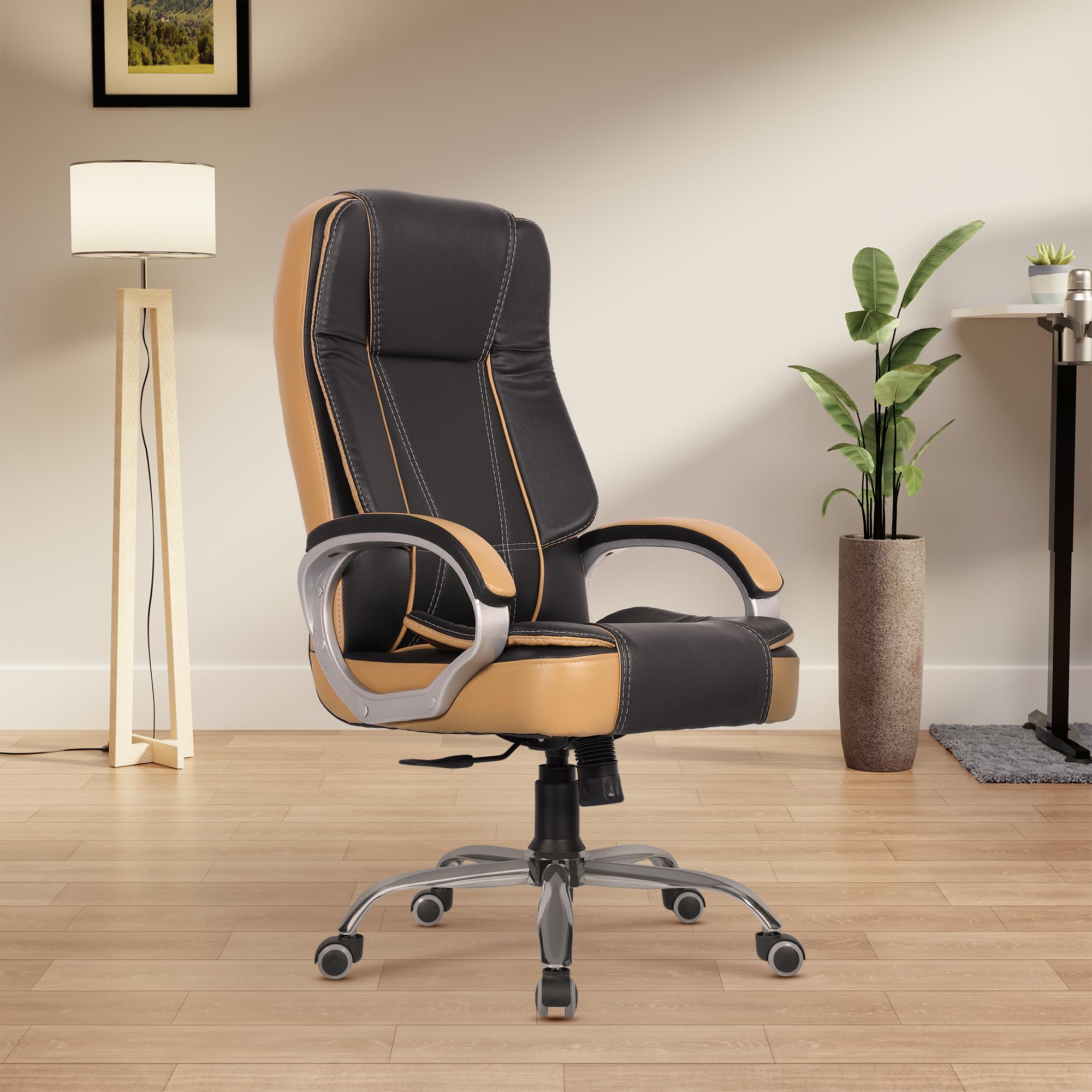 Green Soul Vienna Premium Leatherette Office Chair, High Back Ergonomic Home Office Executive Chair with Spacious Cushion Seat & Heavy Duty Metal Base (Black & Tan) (B071CMY25X) Amazon Price History, Amazon Price Tracker