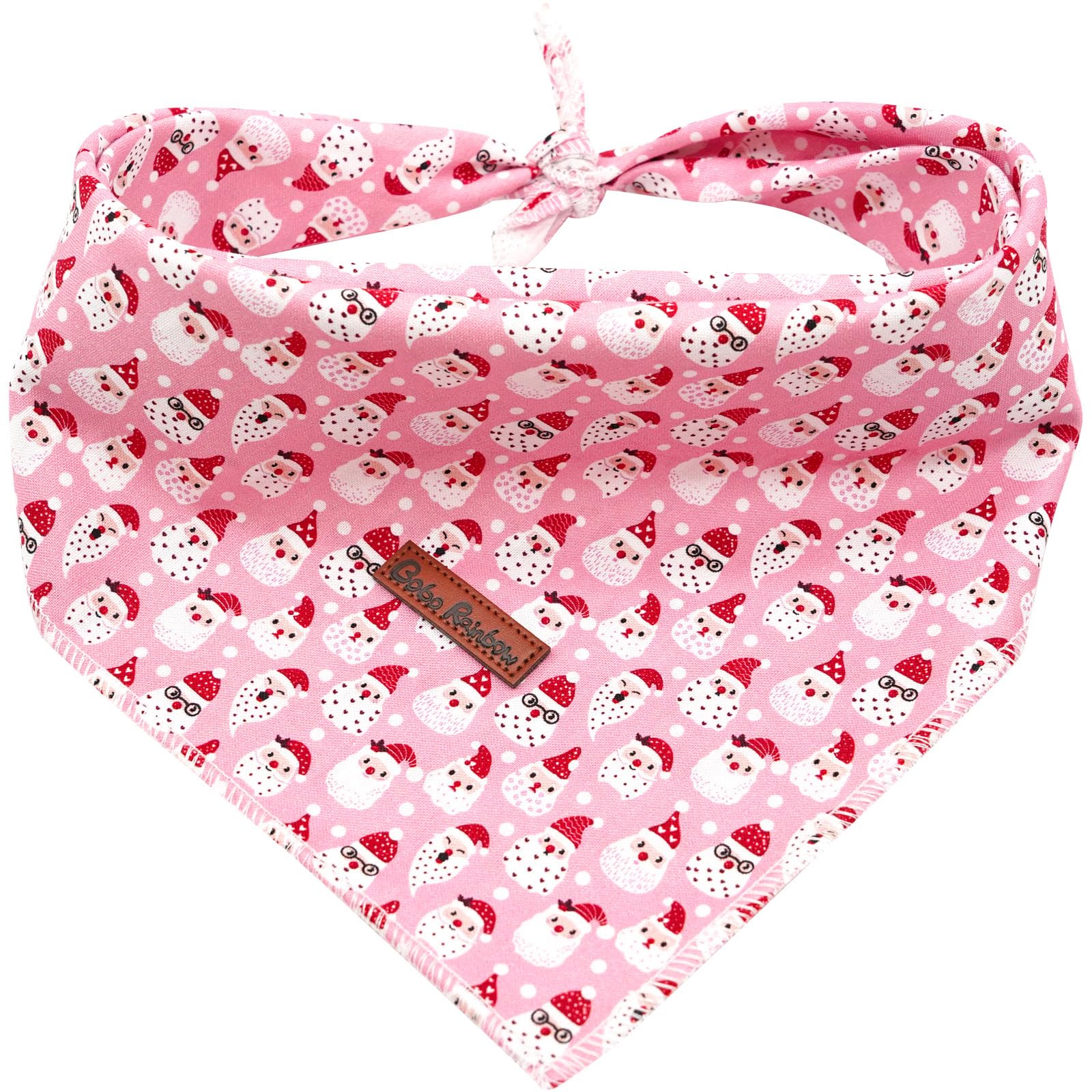 Bobo Rainbow Christmas Dog Bandana, 1PC Christmas Bandanas Bib Scarf Pet Kerchief Washable Cotton Square Dog Scarfs for Small Medium Large Dogs