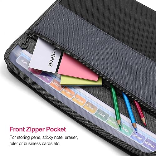 Miniatura 4 de MEGREZ Paquete de 2 carpetas de archivos de papel A4 con 13 bolsillos carpeta de archivos de acordeón organizador de archivos con cremallera