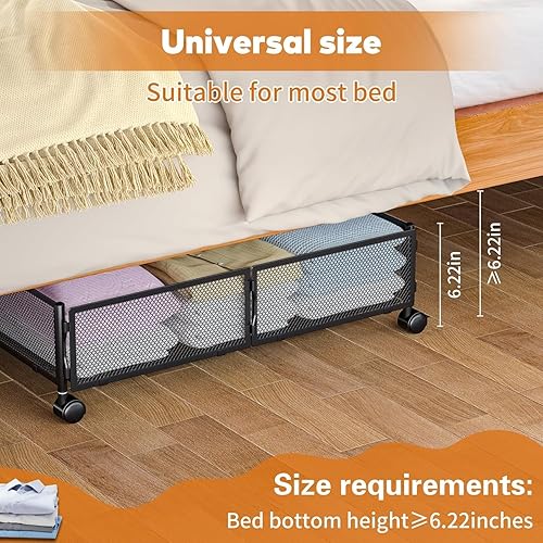 Miniatura 5 de Almacenamiento debajo de la cama con ruedas, contenedores de almacenamiento enrollables debajo de la cama para ropa de zapatos, plegables y de fácil