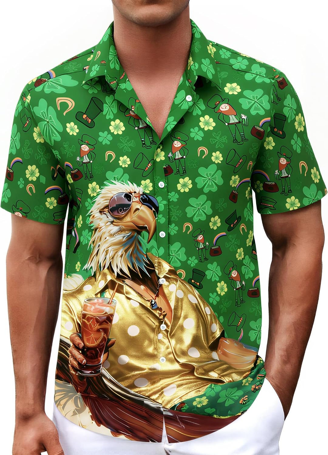 Mens Hawaiian Shirt Funny Short Sleeve Button Down Shirts Casual Summer Beach Tropical Outfits