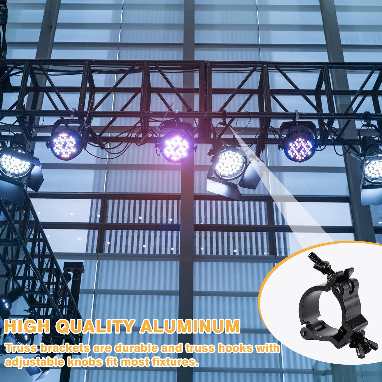 Truss Clamp,4 PCS 48-52 mm Abrazadera Para Luces De Escenarios,Abrazadera De Luz De Escenario De Alta Resistencia,Truss Clips De Escenario Para Proyectores,Capacidad De Carga De 200 kg