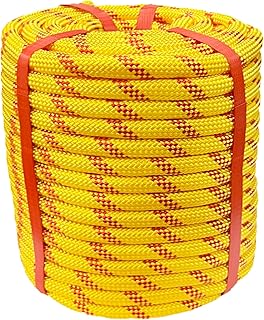 Arborist Rigging Rope Bull Rope (1/2 in x 100ft) Polyester Braided Arborist Rope 48 Strands for Various Outdoor Applications Construction Climbing Swing Sailing