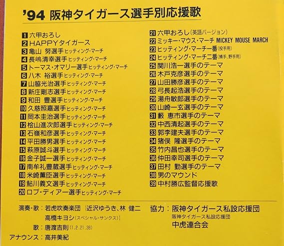 Amazon 94阪神タイガース選手別応援 若虎吹奏楽団 唐渡吉則 野球 ミュージック Amazon 94阪神タイガース選手別応援 若虎吹奏楽団 唐渡吉則 野球 ミュージック