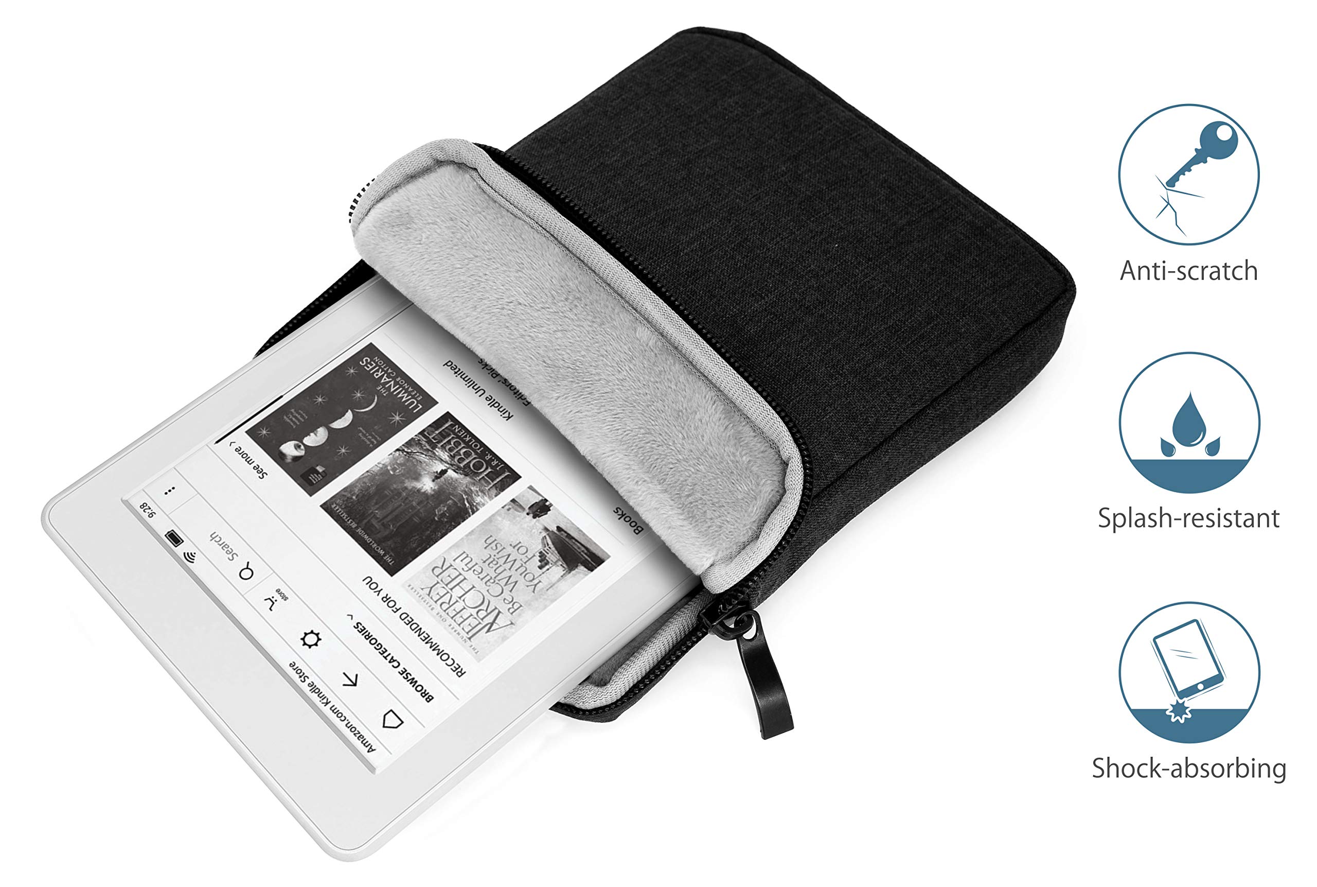 MyGadget Nylon Sleeve for Tablet up to 6 Inch - Padded Bag for 12,5 x 17 cm - e.g. Kindle Paperwhite - Travel Pouch in Black - Image 4