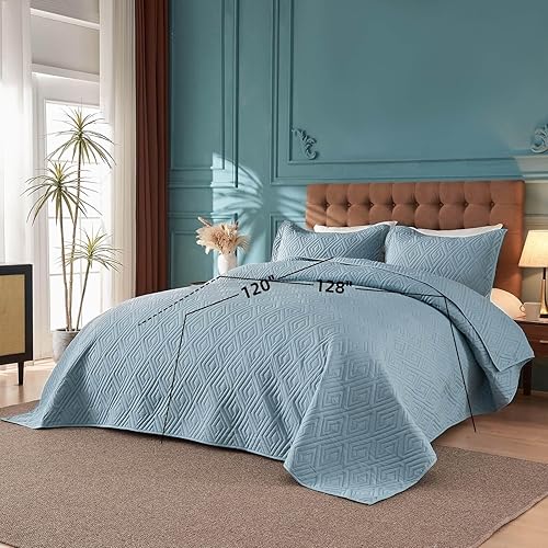 Miniatura 10 de Colchas extragrandes tamaño King de 128 x 120 pulgadas para cama dividida ajustable o extra grandealta, tamaño California King o King, juego de