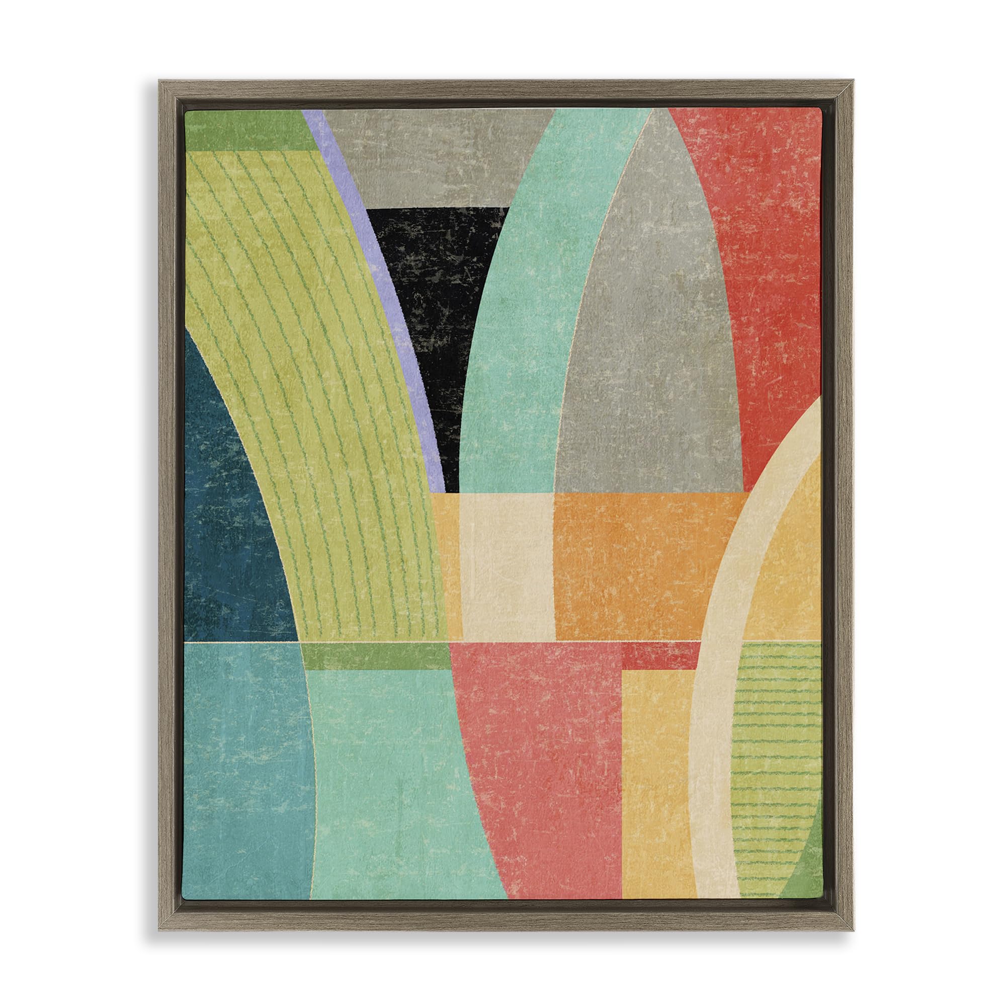 Stupell Industries Montalcino Elm (Textured) 'Retro Geometric Archways'| Floating Frame Canvas Art