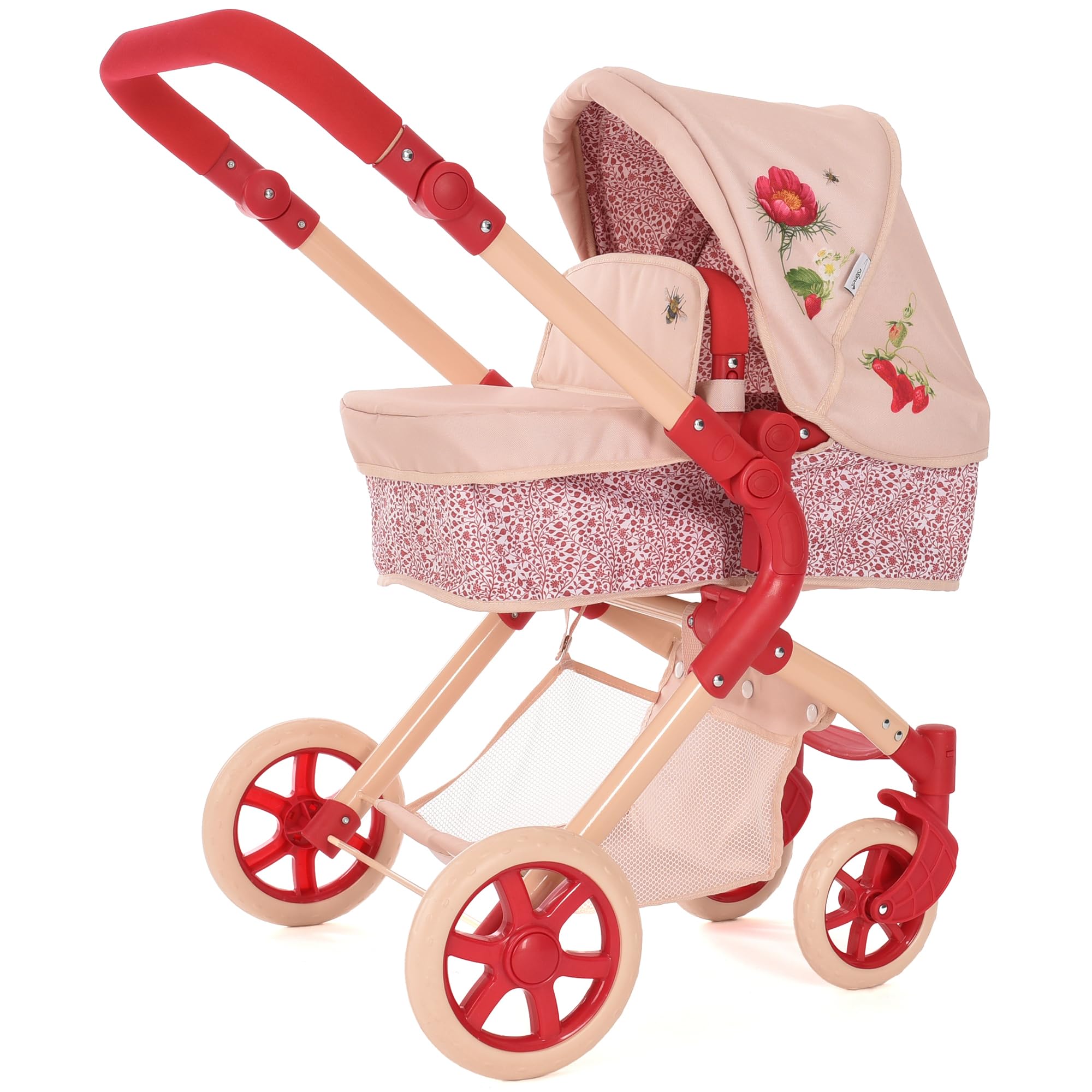 Roma Single Baby Toy Stroller with Lightweight Frame, 2-in-1 Baby Doll Accessories, Adjustable Handle, Carry Cot to Seat Unit, for Ages 3-9, Includes Shopping Basket (RHS Flora) โ image 1