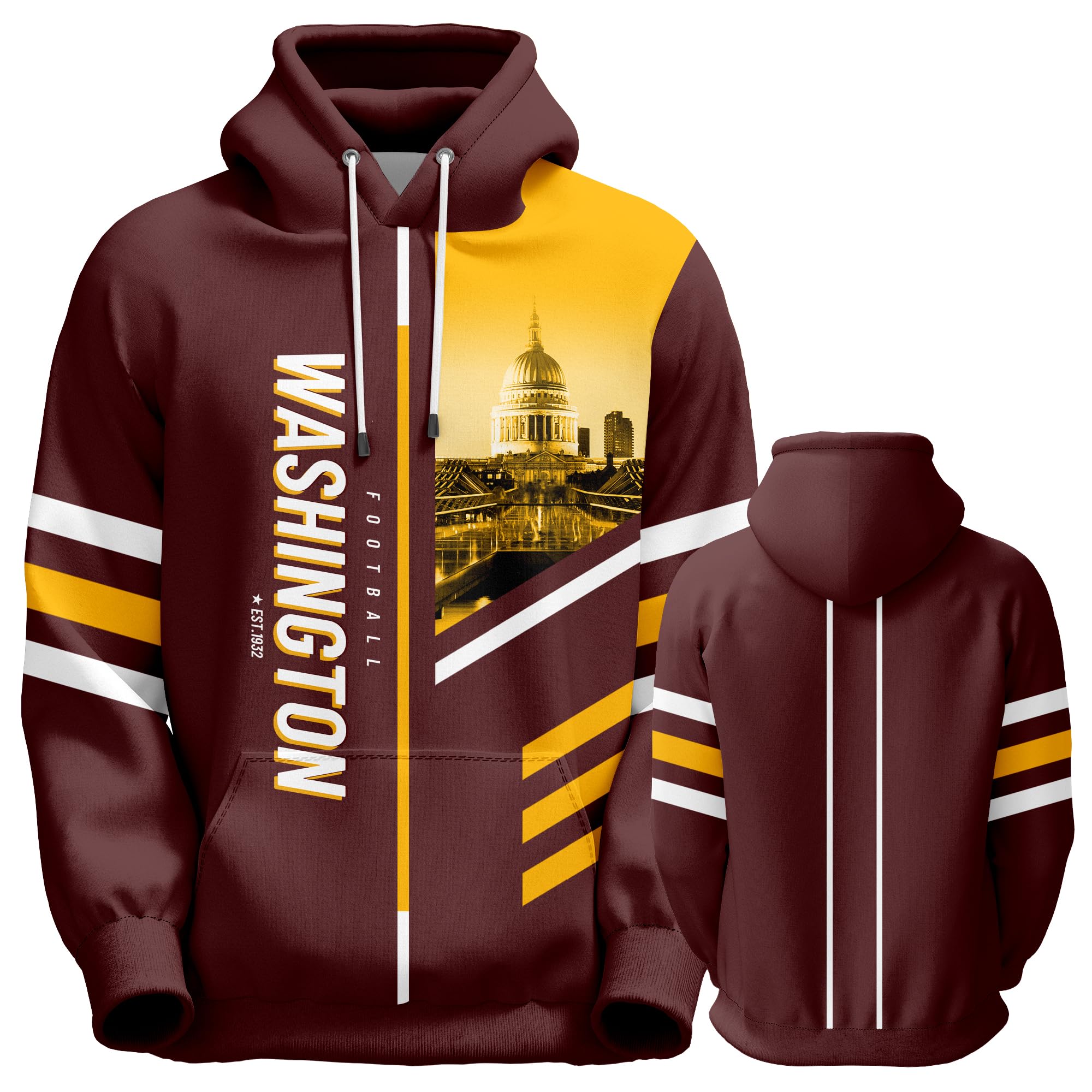 SEAGGS Men's American Football Hoodies City Night Skyline Team Fans Sweatshirt Sports Football Gift Pullover Game Day Apparel