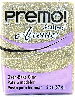 Sculpey Premo Premium Polymer Clay yellow gold glitter 2 oz. [PACK OF 6 ]