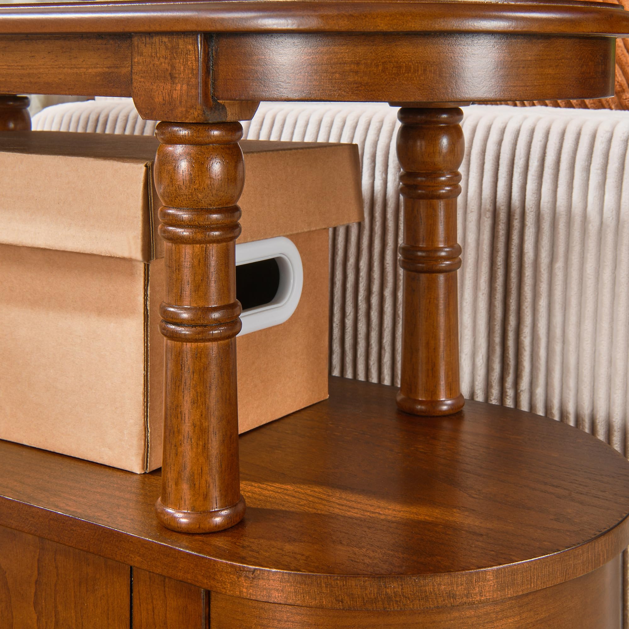 Schmaler Beistelltisch mit 2 Schubladen und Stauraum, Retro Vintage Sofa-Beistelltisch, Holz-Telefontisch für Wohnzimmer, 29L x 59,5B x 64,2H cm, werkzeuglose Montage, Karamellbraun BG-A508-MG