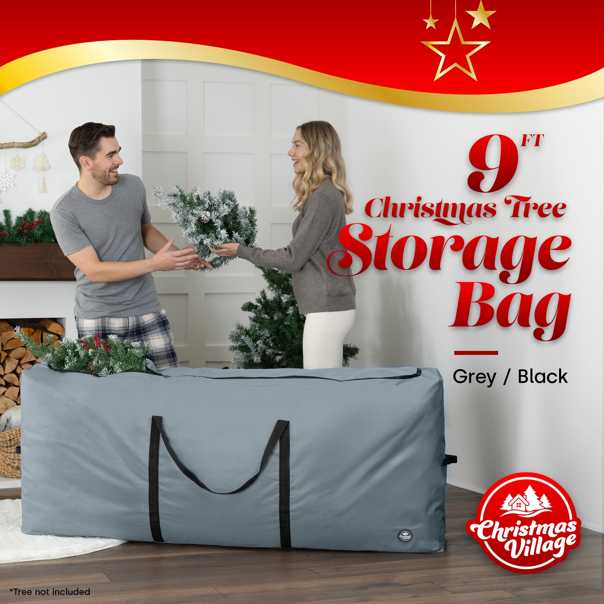 Borsa Organizer Per Luci Di Natale - Con 3 Bobine, Tessuto Oxford, Manici Rinforzati