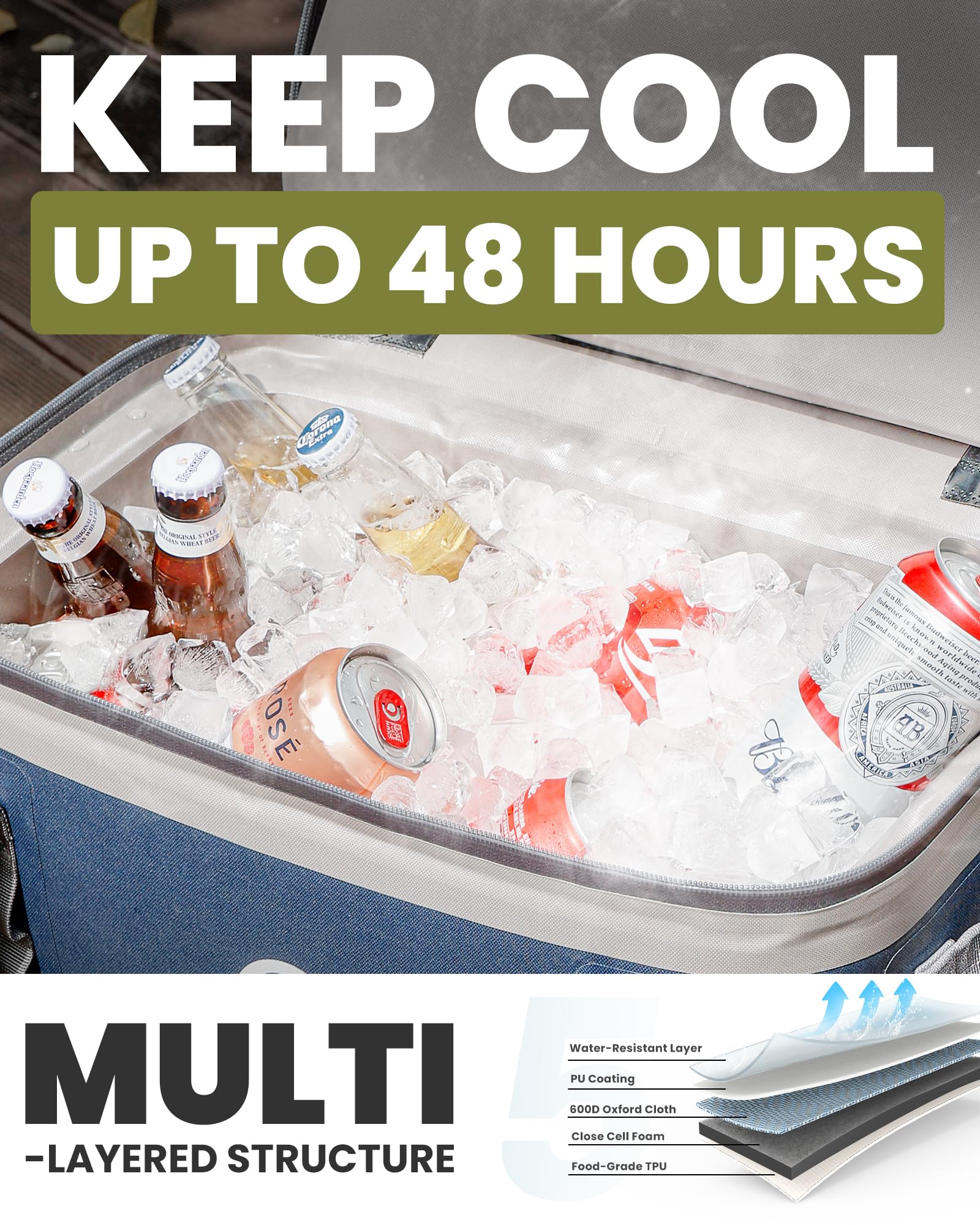 OutdoorMaster Soft Cooler Bag with Leak-Proof Design for Camping, Beach, Travel, Lunch, Drink, Ice