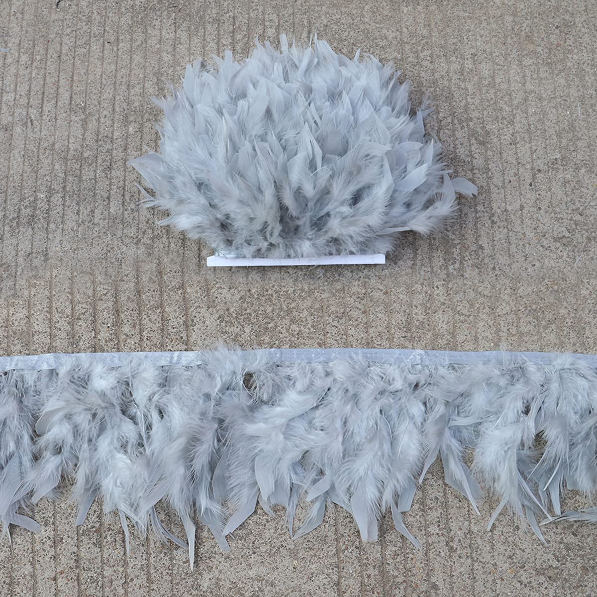 ESH7 Grey Turkey Feathers for Crafts Width 4-6 inches Clothing Decoration Craft Feather Fringe Trim Clothing Accessories per Pack of 2 Yards