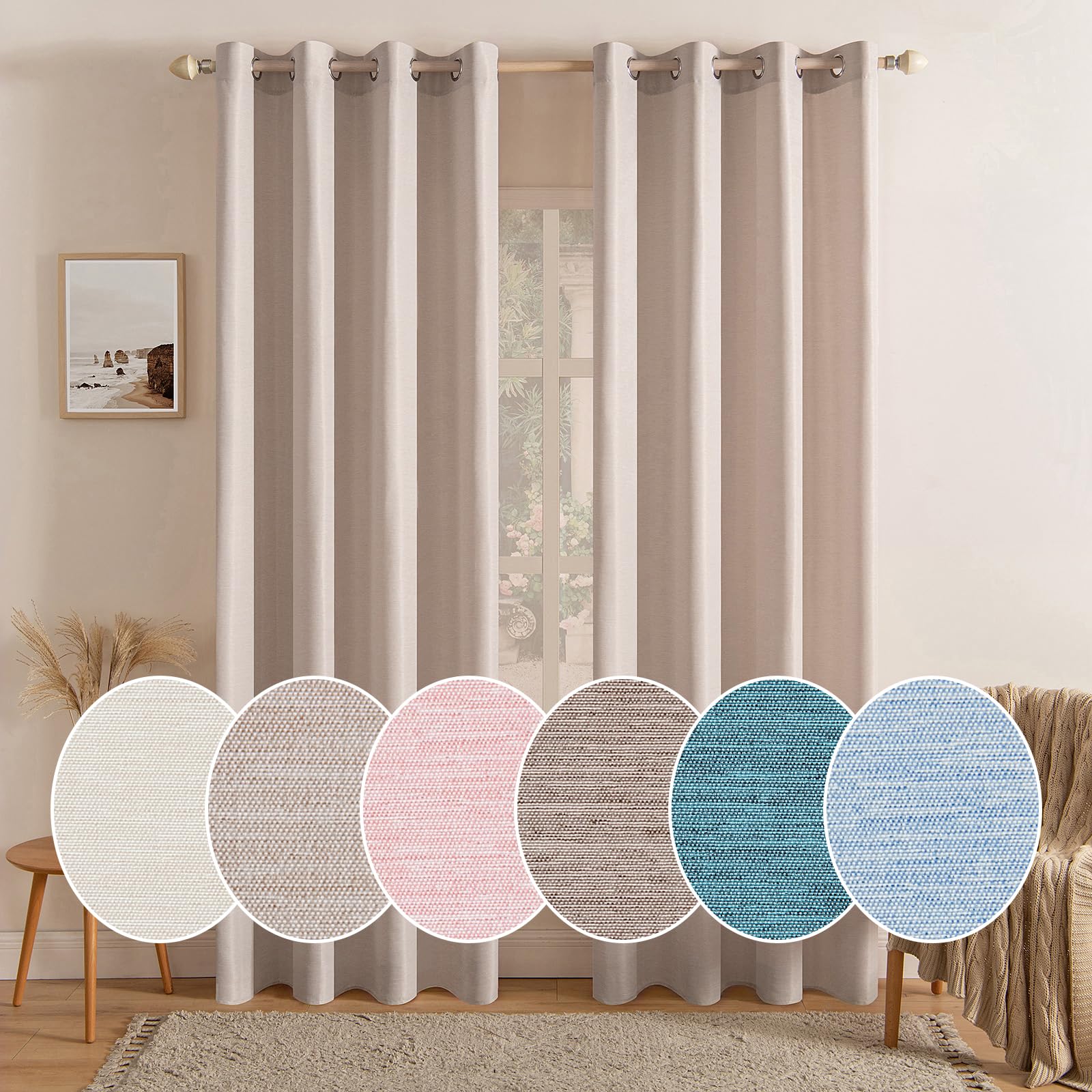 ColorBird Tende Oscuranti In Cotone E Lino Con Nappe - Geometrico Tribale - 150x240 Cm (1 Paio) Per Soggiorno E Camera Da Letto