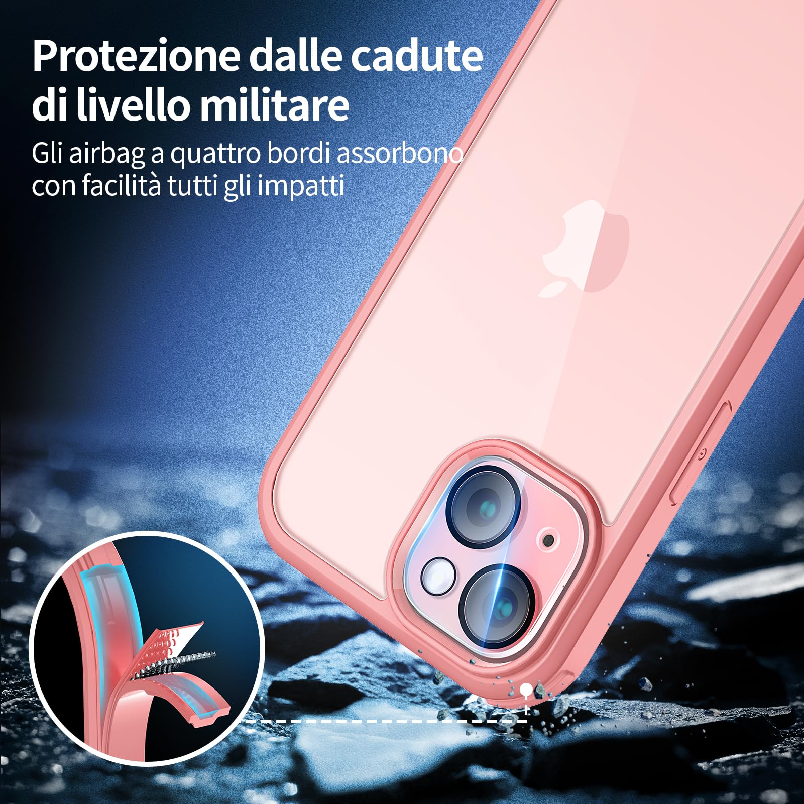 seacosmo Cover per iPhone 15, [9H HD] Integrata Vetro Temperato Schermo e Pellicola Fotocamera 360 Gradi Antiurto Case Rugged Doppia Protezione Custodia per iPhone 15, Rosa