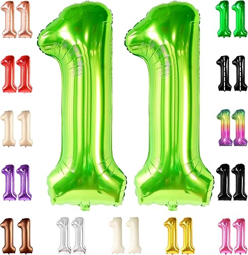 KatchOn, Globo verde claro del número 11 de 40 pulgadas, globo de neón del número 11, globos de cumpleaños del número 11 para decorar un cumpleaños