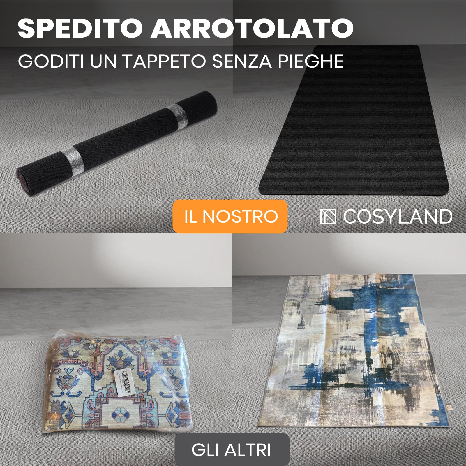 COSYLAND Tappeto sedia ufficio 90x120 cm – Tappeto sedia gaming - Tappeto per sedia con ruote antiscivolo, protezione pavimento per parquet e piastrelle (Nero)