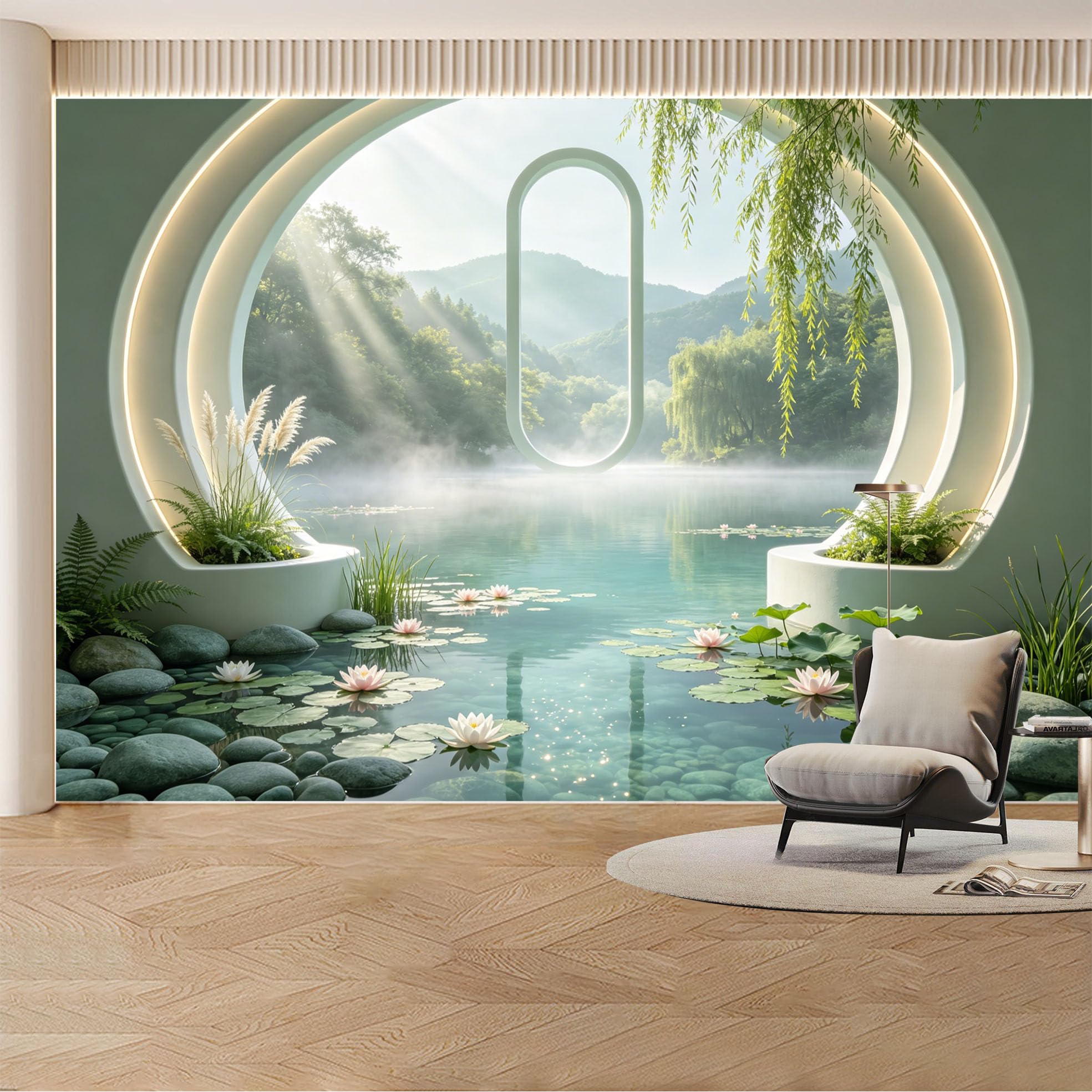 Custom Wall Mural Wallpaper Rose Garden Landscape Nature Wall Decor Large Wall Art Misty Romantic Aesthetic Removable SelfAdhesive Large Photo for Living Room， Bedroom， Office
