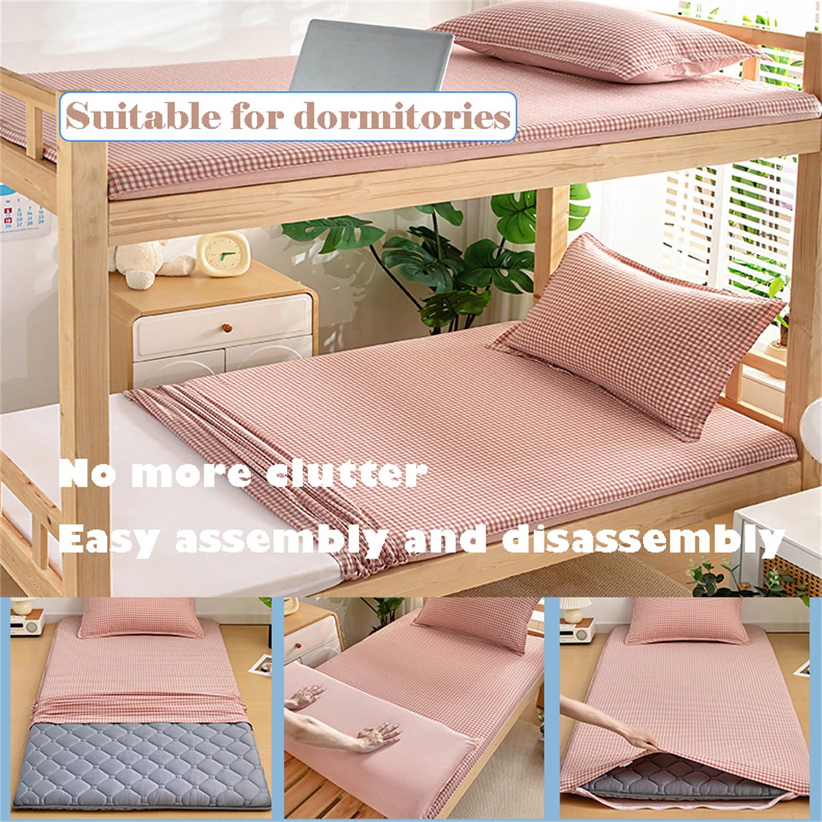 Housse De Matelas Futon en Coton avec Fermeture Éclair, Housse De Matelas De Sol Futon Japonais, Protection for Tatami De Sol Japonais, Lavable Et Facile À Enfiler/Retirer(Blue,160x210cm/63x83in)