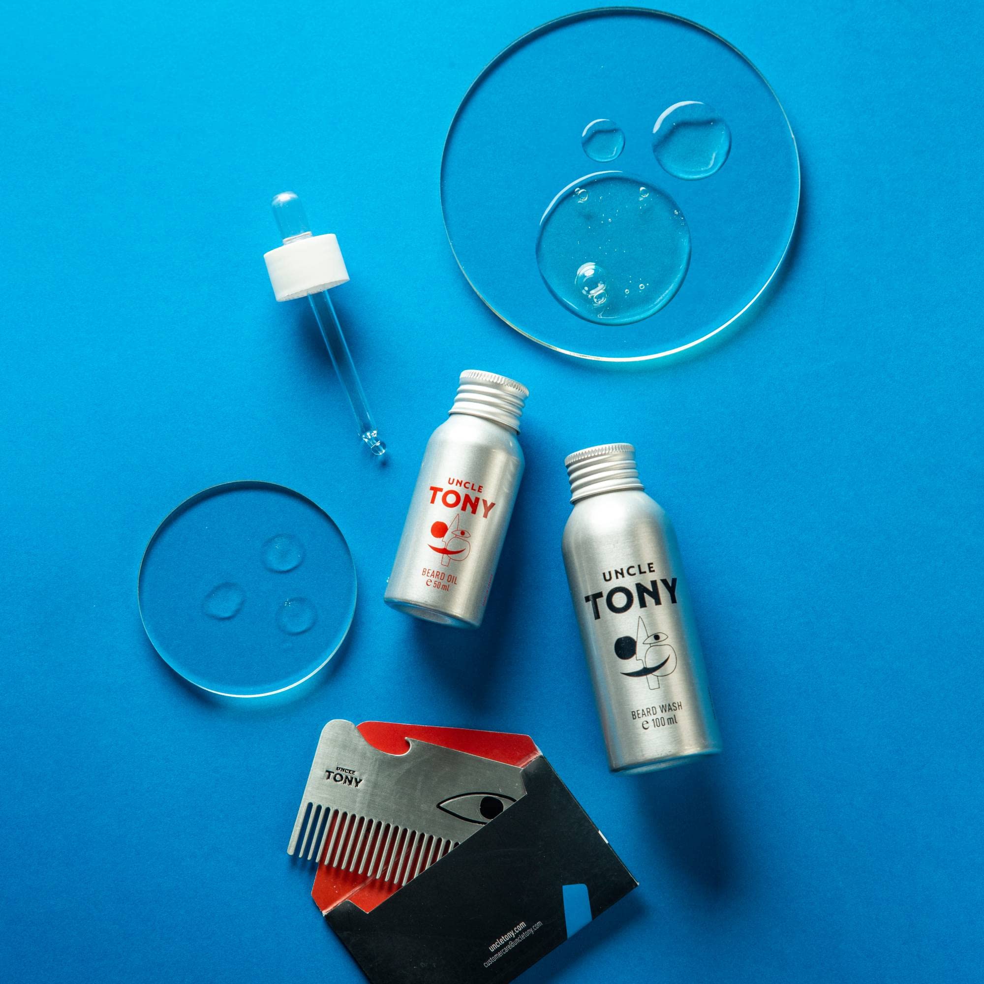 Uncle Tony Beard & Mustache Growth Grooming Kit for Men with Comb | 1 Beard Wash & 1 Hair Styling Oil with lemon peel extract for Long-Lasting Moisturization, Softens | Oil for Thicker & Longer Beard