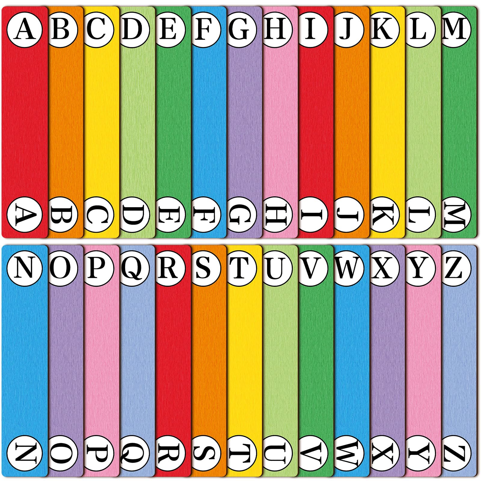 26 Pcs Back to School Classroom Library Alphabet Book Dividers Wooden Vinyl Record Dividers Organizer Separators 26 Assorted Color LP Alphabetical A-z Dividers Bookshelf Markers for Shelves