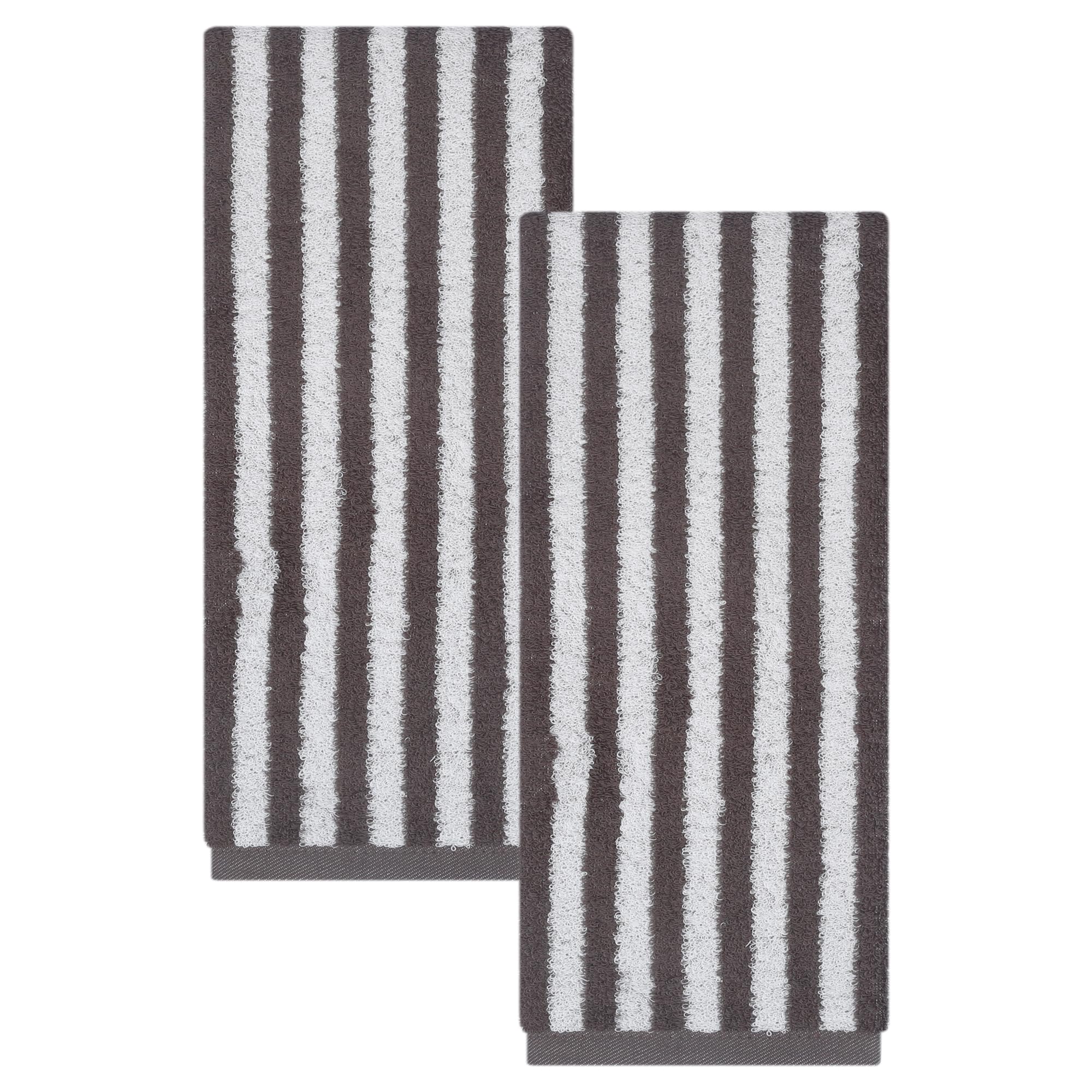 HMETOL Striped Cotton Hand Towels Absorbent Quick Dry for Bathroom Kitchen