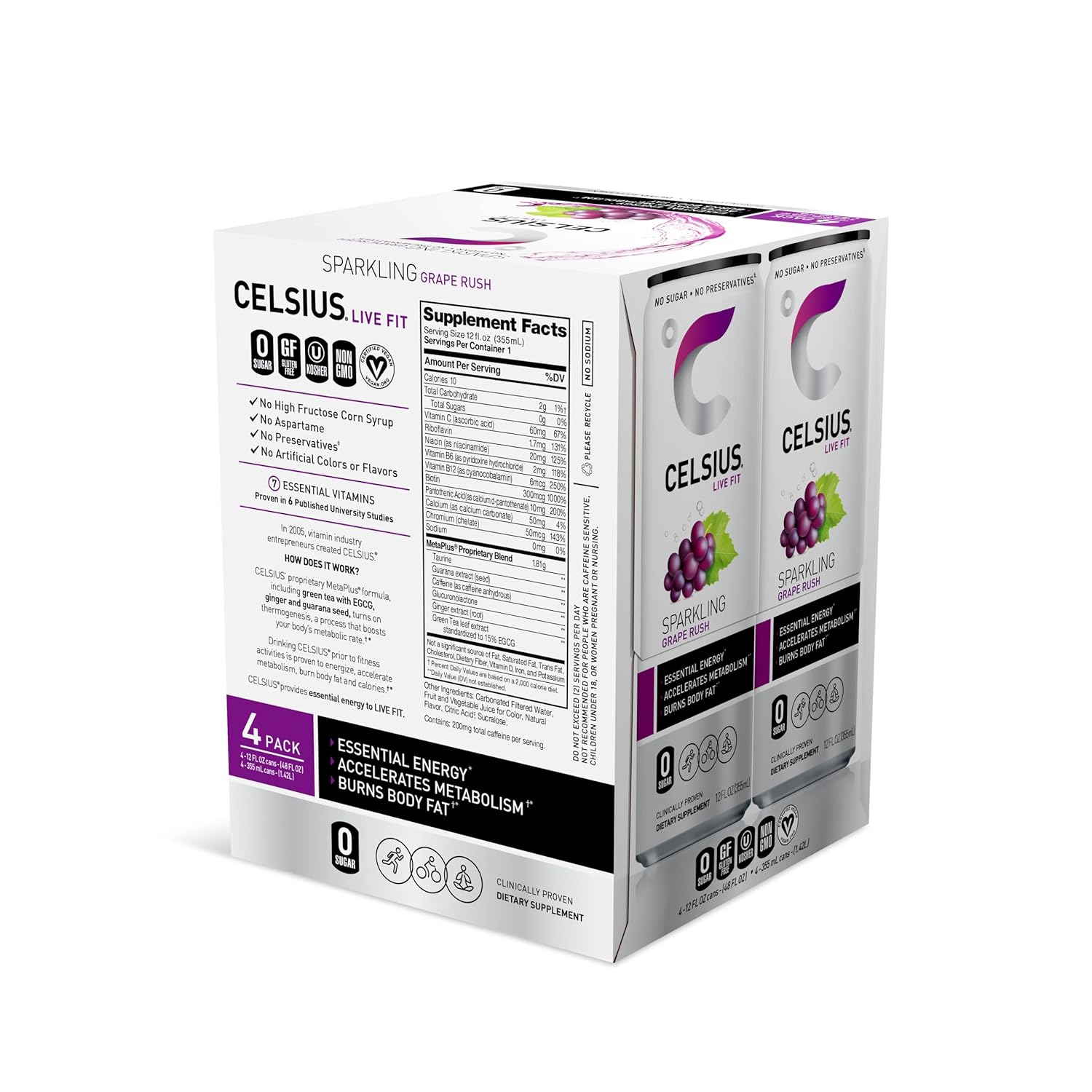 CELSIUS Sparkling Kiwi Guava, Functional Essential Energy Drink 12 Fl Oz (Pack of 12) : Grocery & Gourmet Food