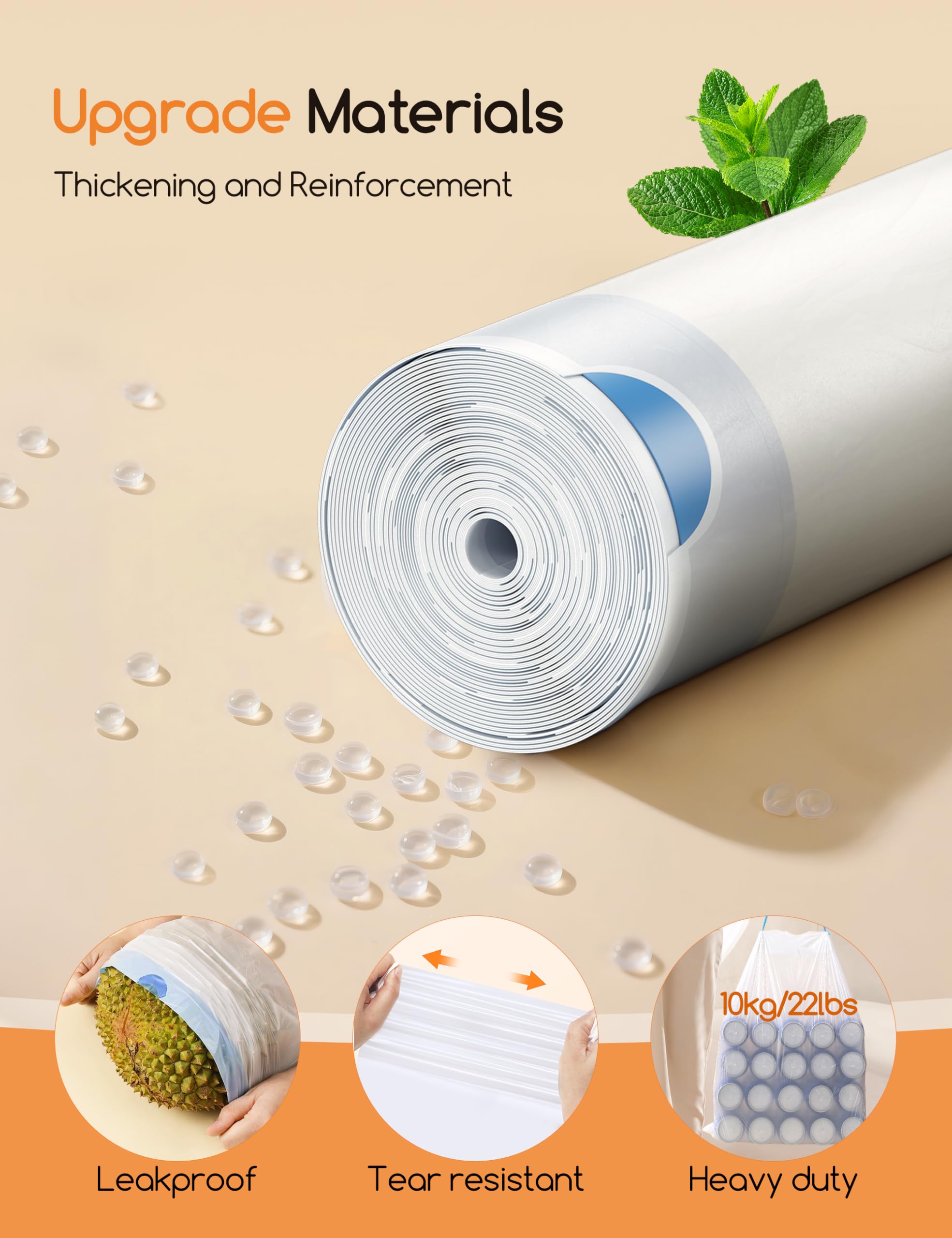 MeoWant MeoWant MW-SC01/MW-SC02 - Bolsas de basura resistentes con cordón para cajas de basura automáticas MeoWant MW-SC01/MW-SC02, extragruesas a prueba de fugas, 6 rollos (20 bolsas/rollo)