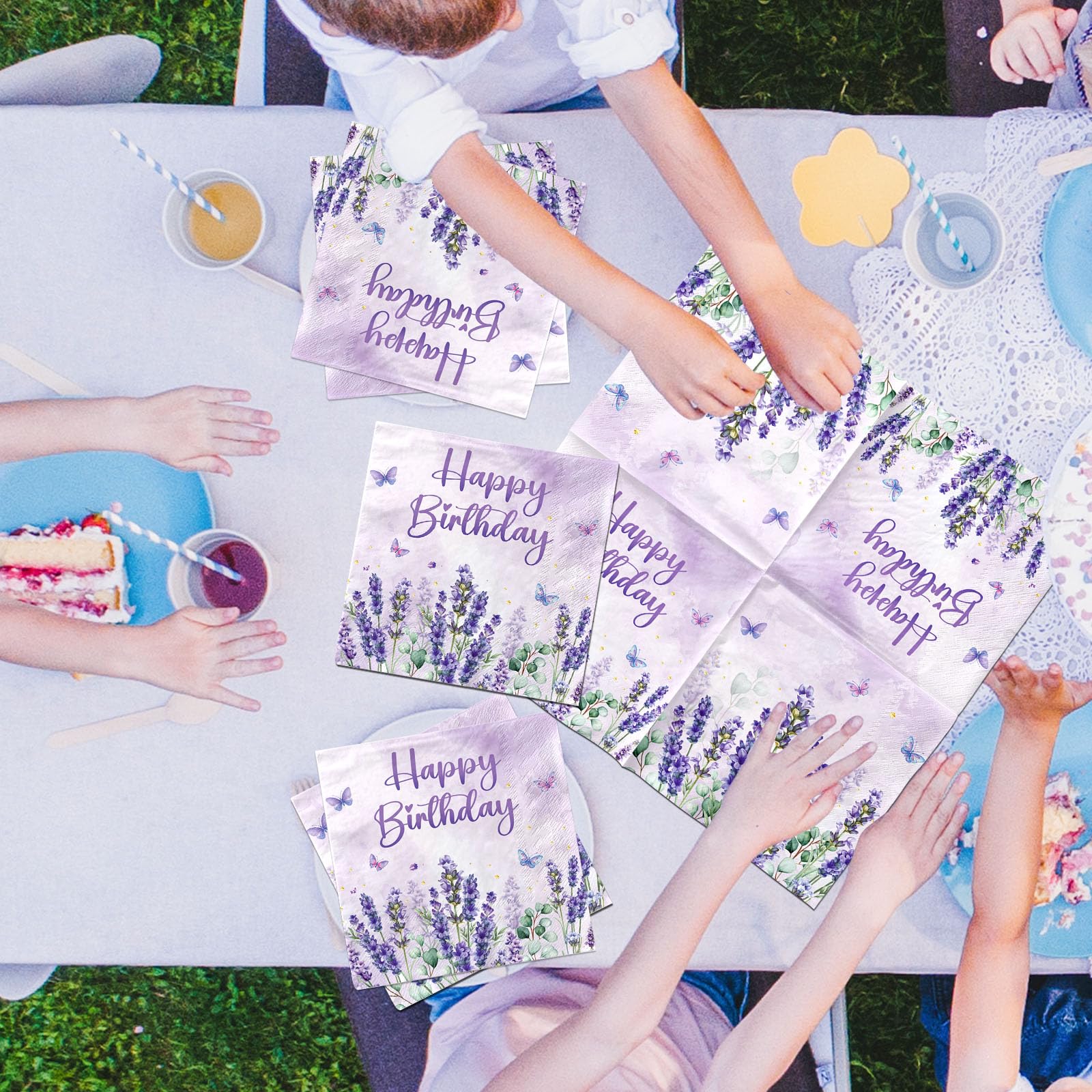 20 Stück Lila Schmetterlings-Servietten – Papierservietten Für Hochzeit, Geburtstag, Gartenparty, 1-lagig