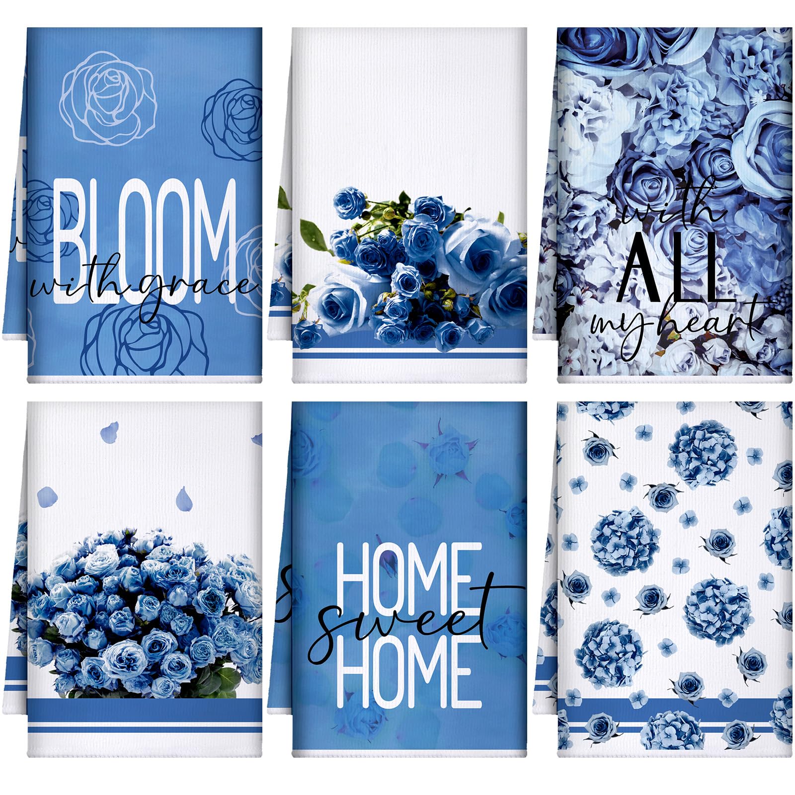 Bencailor 6 Pack Decorative Kitchen Towels Sets Hand Dish Towels Farmhouse Funny Southwest Aztec Rose Design Bathroom Tea Cloth for Home Supplies 16"