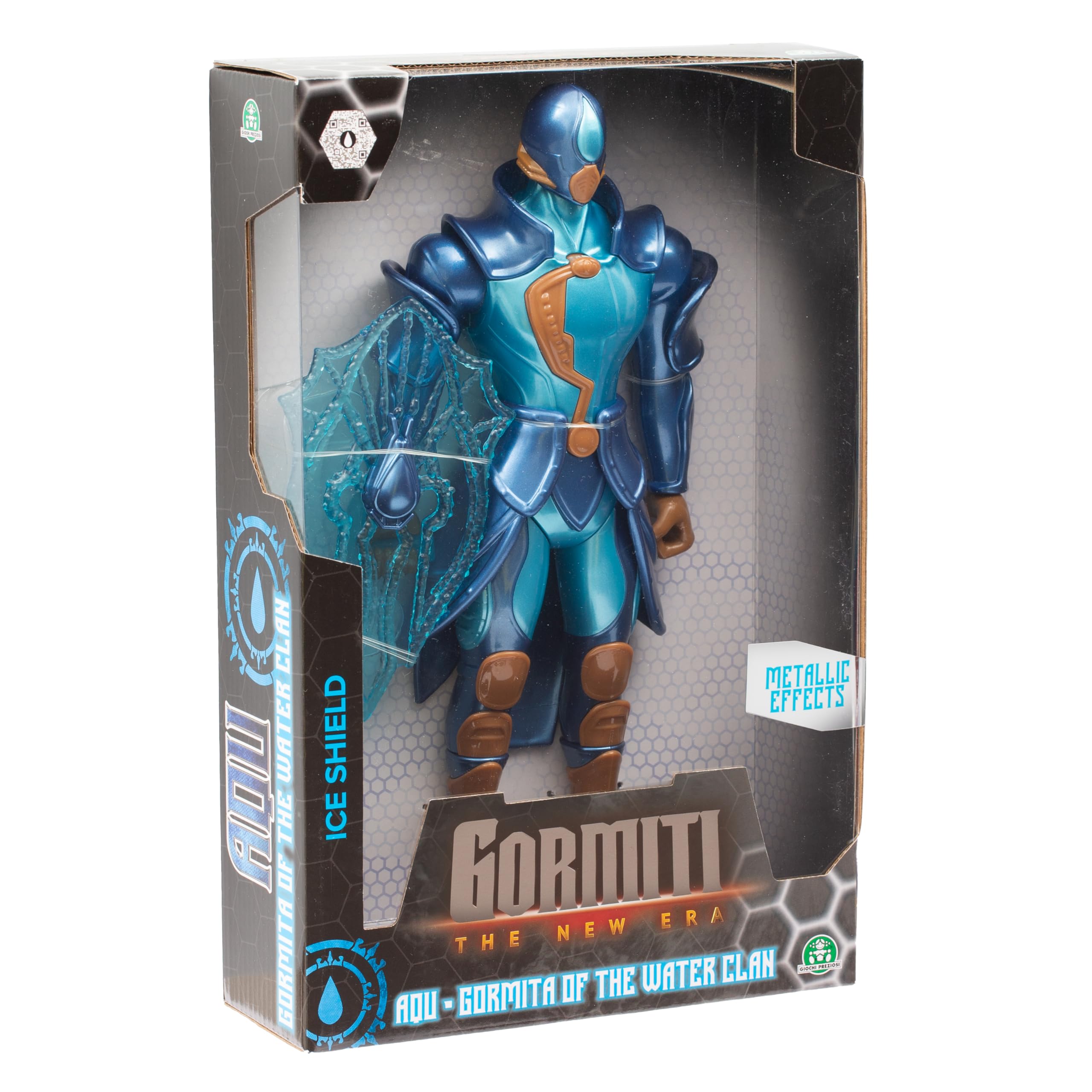 GORMITI THE NEW ERA, Aqu Carter Water Clan Action Figure, 27cm Articulated Hero with Blue Armour and Ice Shield Accessory - Image 3