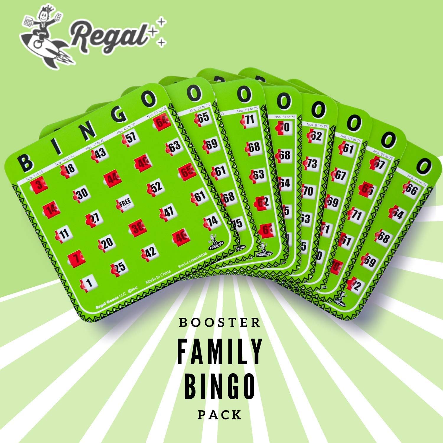 Regal Bingo Bulk Bingo Cards with Sliding Windows - Reusable Large Print Bingo Game Cards for Adults Large Group - 8 Pack, Green