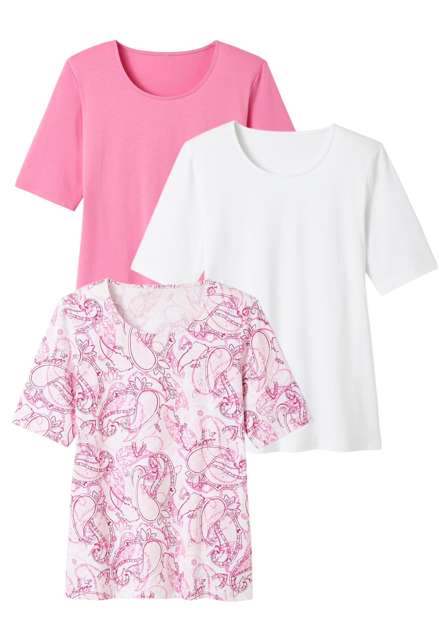 Damart - Pack of 3 T-Shirts, Pink, 26/28