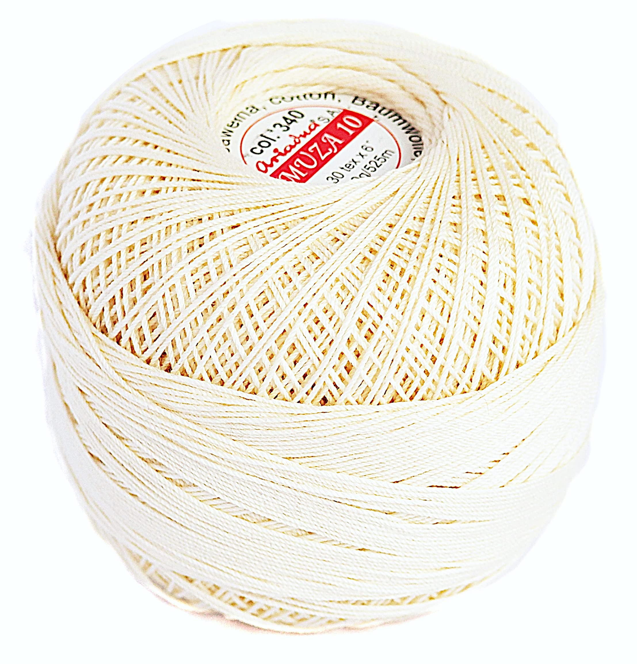 Luxurious Feel Crochet and Knitting Size 10, Fine Thread (574yd / 525m) Cotton Crochet Yarn (3.52oz / 100g (Cream (340))
