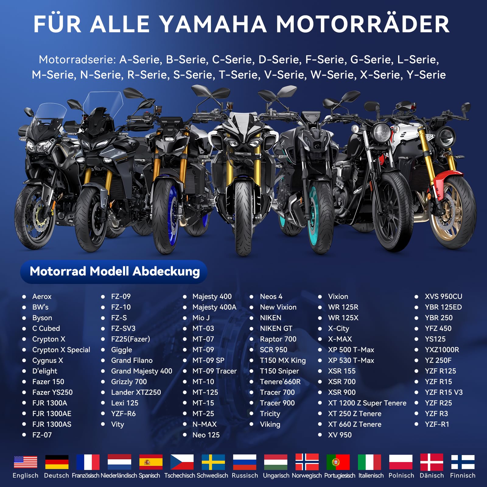 iCarsoft MT V6 Motorrad Diagnosegerät für Yamaha, Alle Systeme Diagnosen, 9 Testprojekten+ Motorrad Wartungsservices, Motorrad OBD Codeleser, Lesen/Löschen von Fehlercodes,AutoFIN, Batterietest