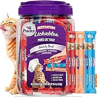 Beefeaters Lickable Cat Treats 48-Count Variety Pack: Salmon, Tuna, Chicken Puree - Grain-Free, High Moisture, Taurine Enriched for Hydration & Picky Eaters