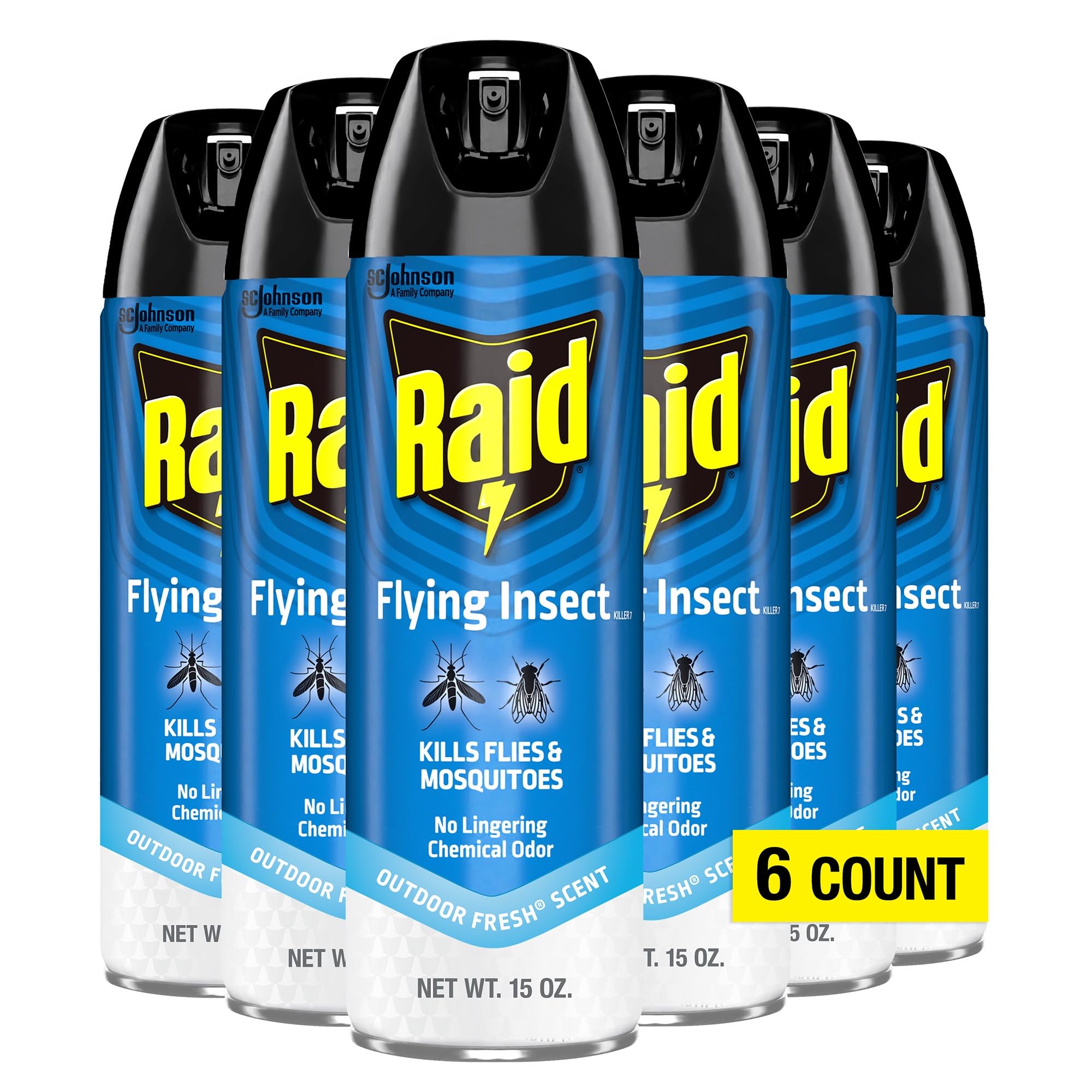 Flying Insect Killer Mosquito and Fly Control No Lingering Chemical Odor Outdoor Fresh Scent 15 Ounce (Pack of 6)