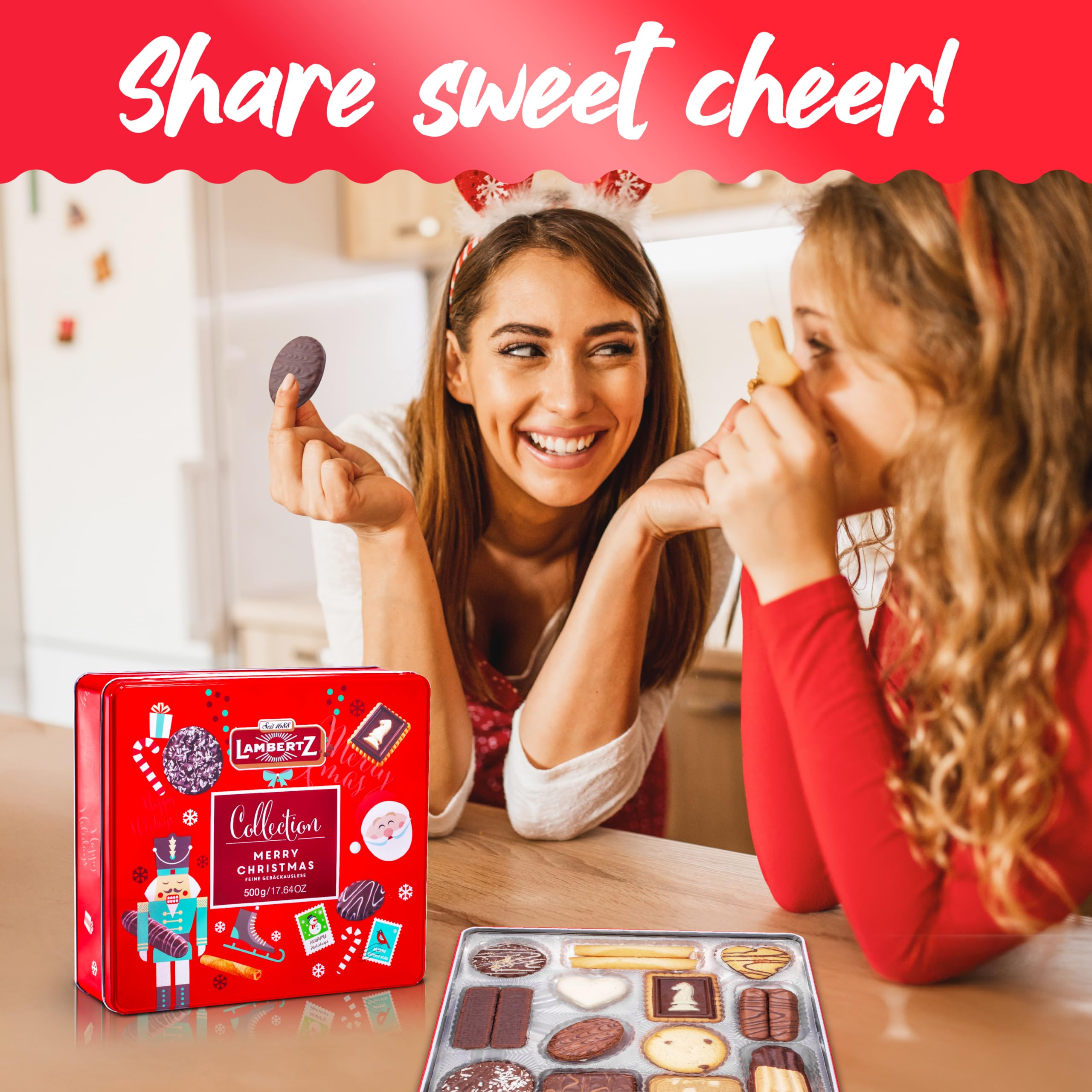 Amazon.com: Lambertz European Holiday Cookie Tin – 64 Cookies, 12