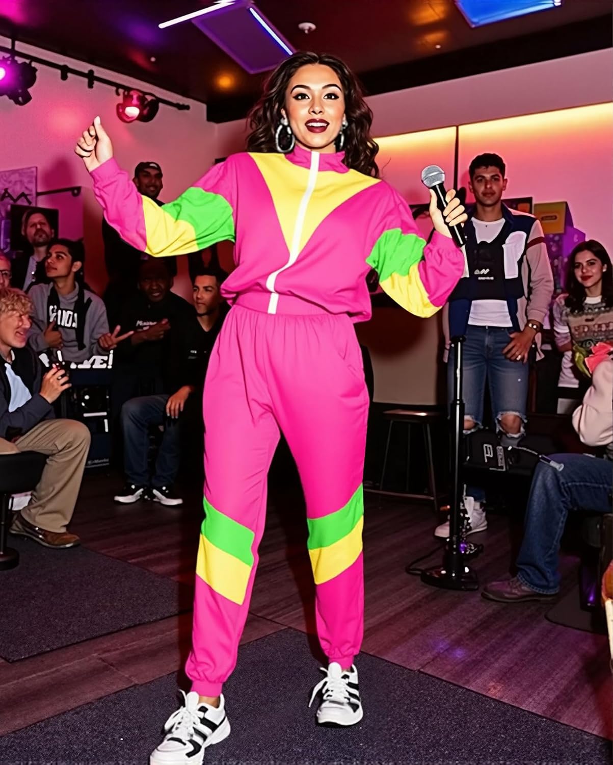 UOUA 80s Windbreaker Jacket for Women Retro Color Block Wind Breaker Long Sleeve Reversible Casual Coat - Image 5