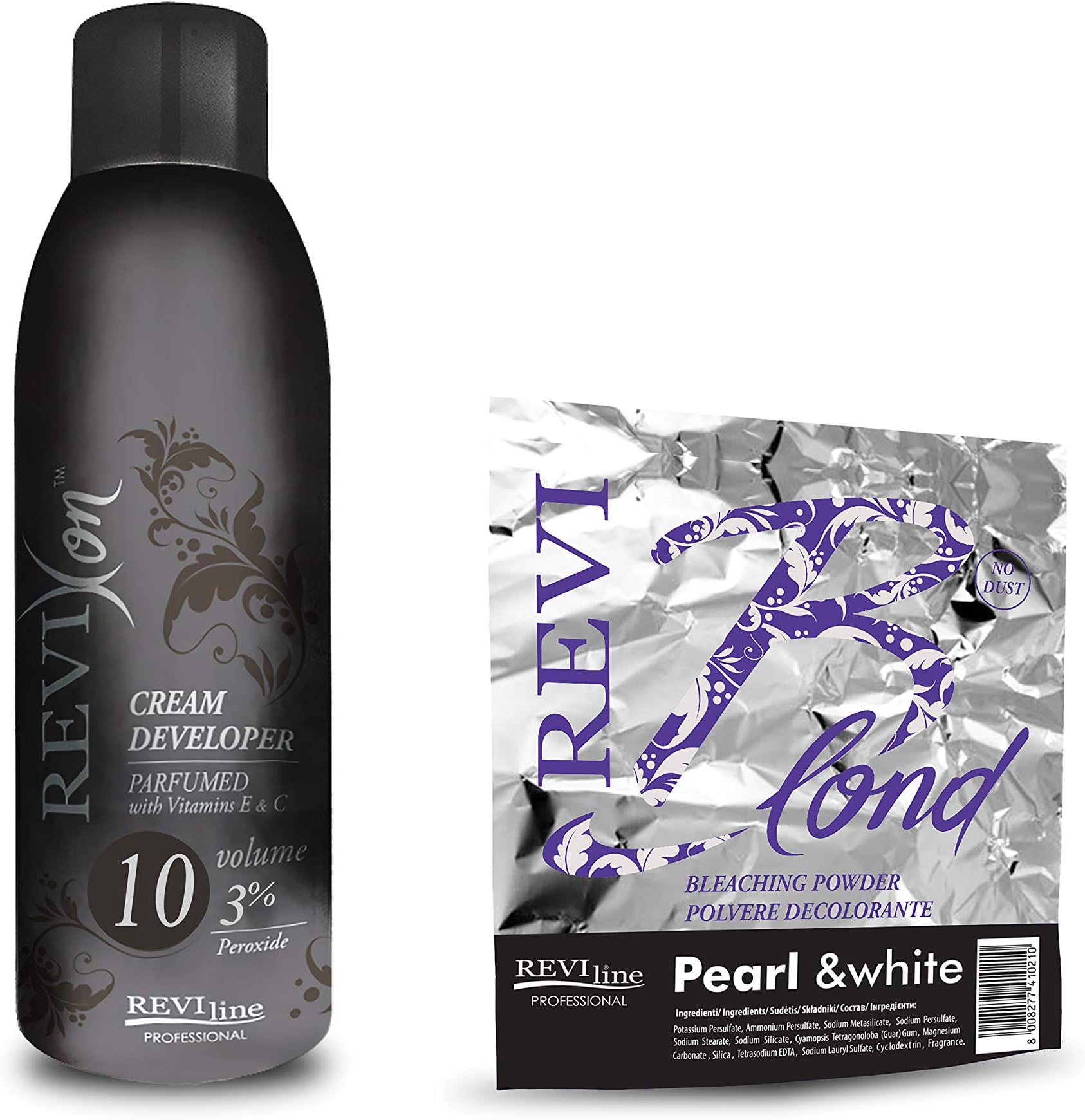 Set of Cream peroxide 1000ml (3% volume 10) and Bleach Powder (PEARL&WHITE) 500g no dust formula Professional Lightening bleaching highlighting hair protect formula
