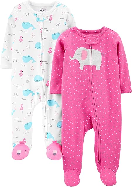 Simple Joys by Carter's Baby-Girls 2-Pack Coton Footed Dormir et jouer