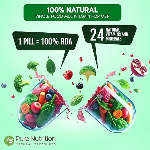 Miniatura 2 de Pure Nutrition - Multivitaminas integrales para hombres  90 pestañas  One-A-Day  100% RDA  24 vitaminas y minerales naturales  Multivitamínico