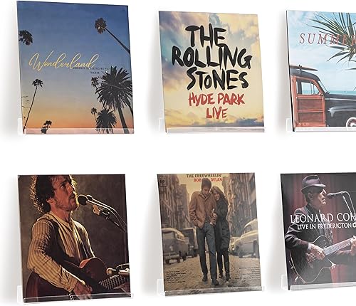 HBlife Paquete de 8 estantes de vinilo para montaje en pared, soporte para discos de acrílico transparente de 12 pulgadas, estantes de exhibición de