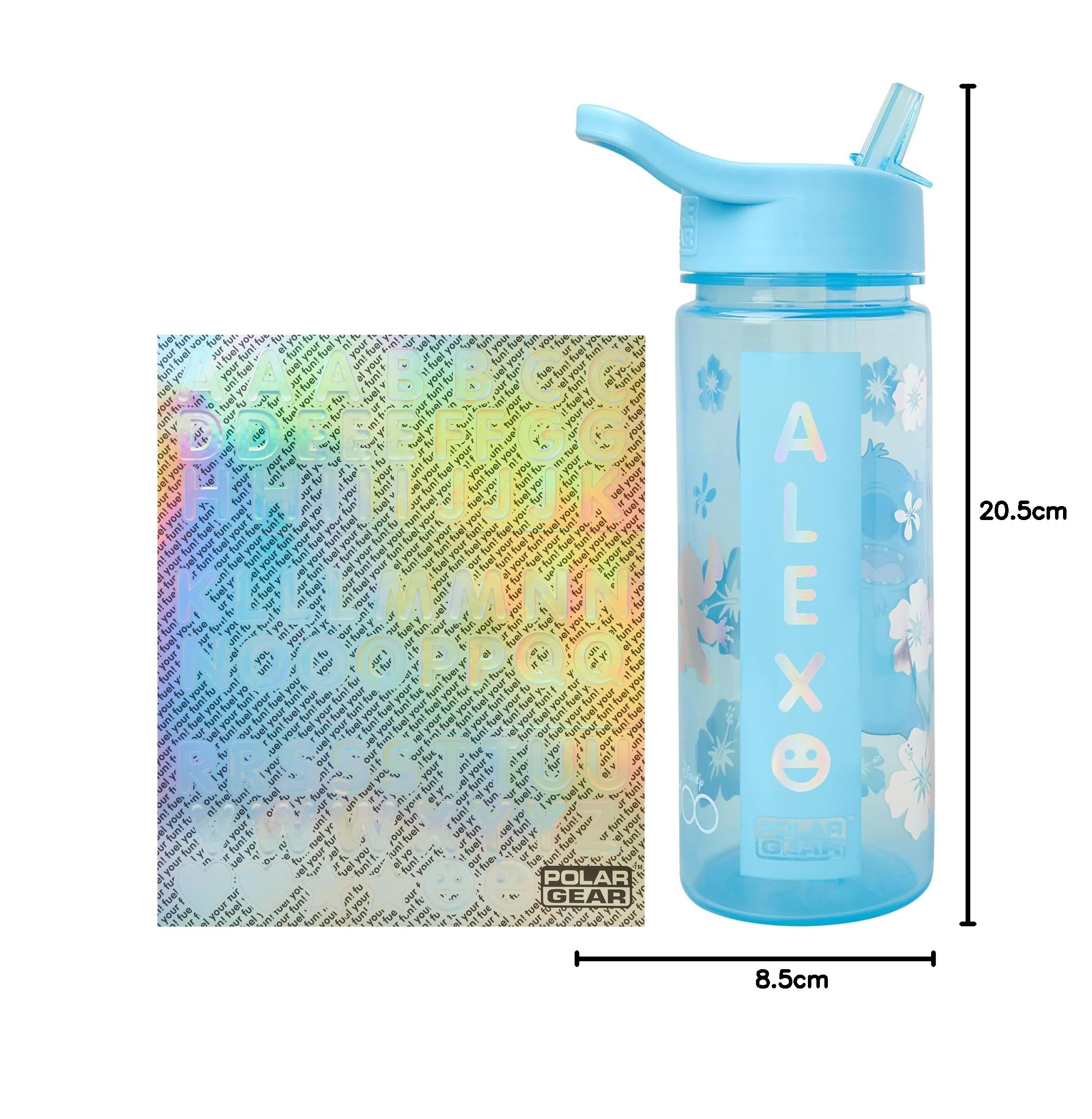 Disney Stitch Stickers Personalised Water Bottles For Kids By Polar Gear - Back To School Supplies Girls Water Bottle Water Bottle - Toddler Water Bottle With Straw Personalised Gifts For Kids