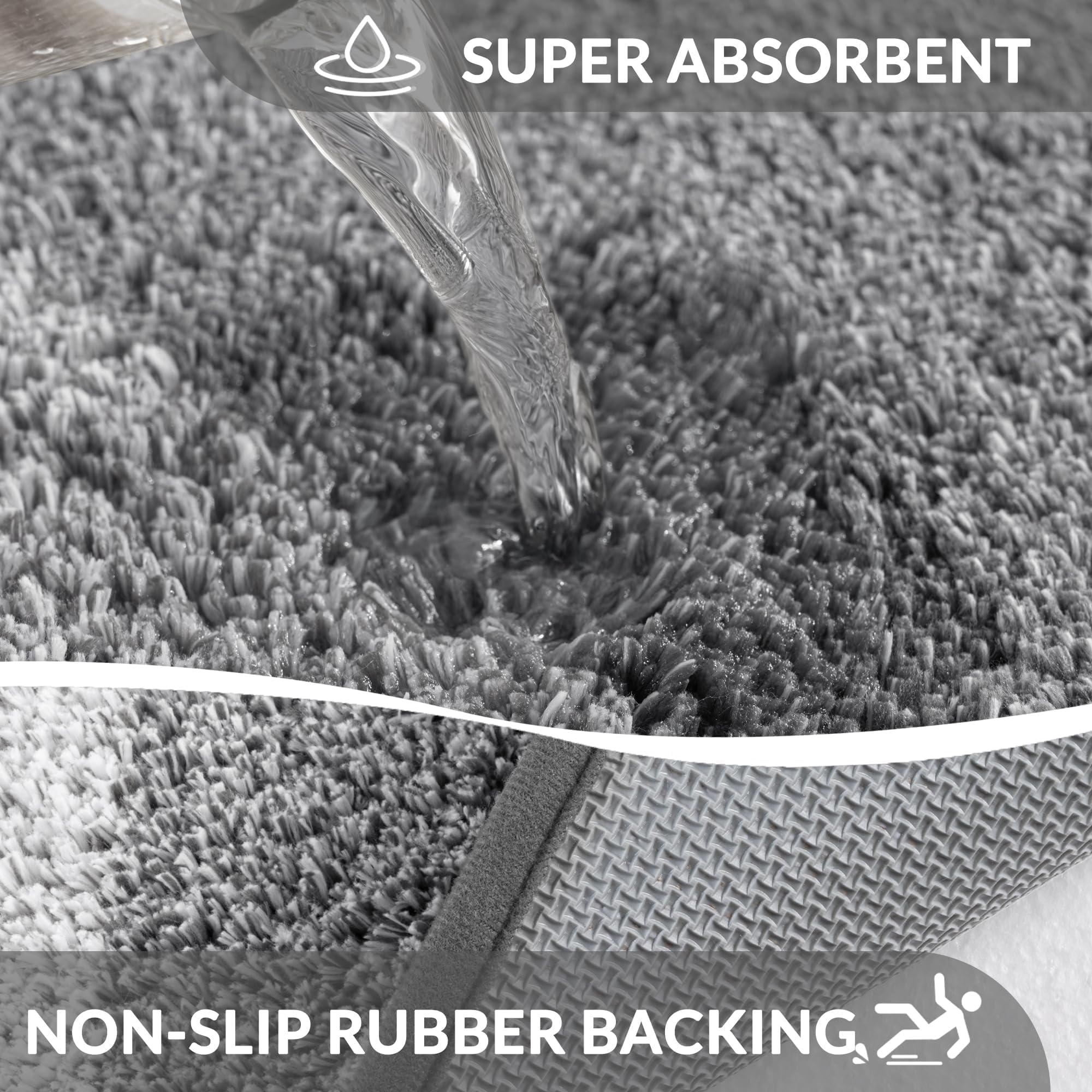 Exclusivo Mezcla Microfiber Bath Mat 60x120 CM, Extra Soft Non-Slip Super Absorbent Bathroom Mats - Image 2