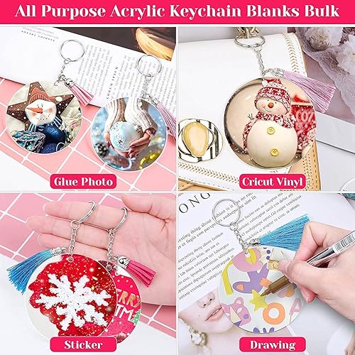 Miniatura 5 de Cludoo Adornos acrílicos transparentes de 3 pulgadas para manualidades, 30 piezas de adornos de acrílico redondo transparente en blanco con agujero,