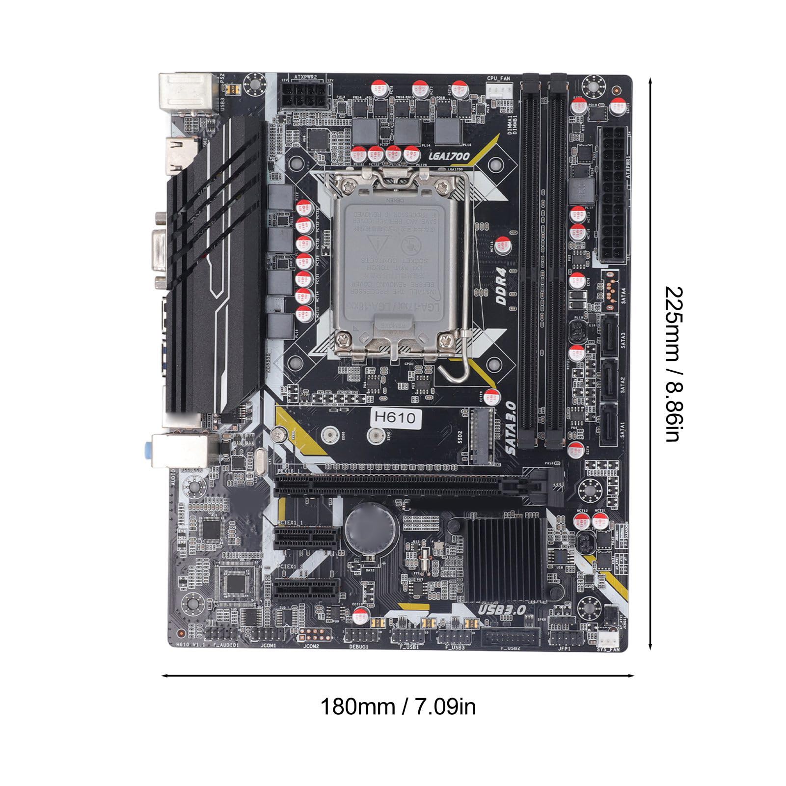 Płyta Główna H610U, ATX, DDR4 DIMM 64 GB, PCIe Gen 3.0 X16, M.2 SSD 32 GB/s, Stały Kondensator, Stabilne Zasilanie dla LGA 1700, z VGA
