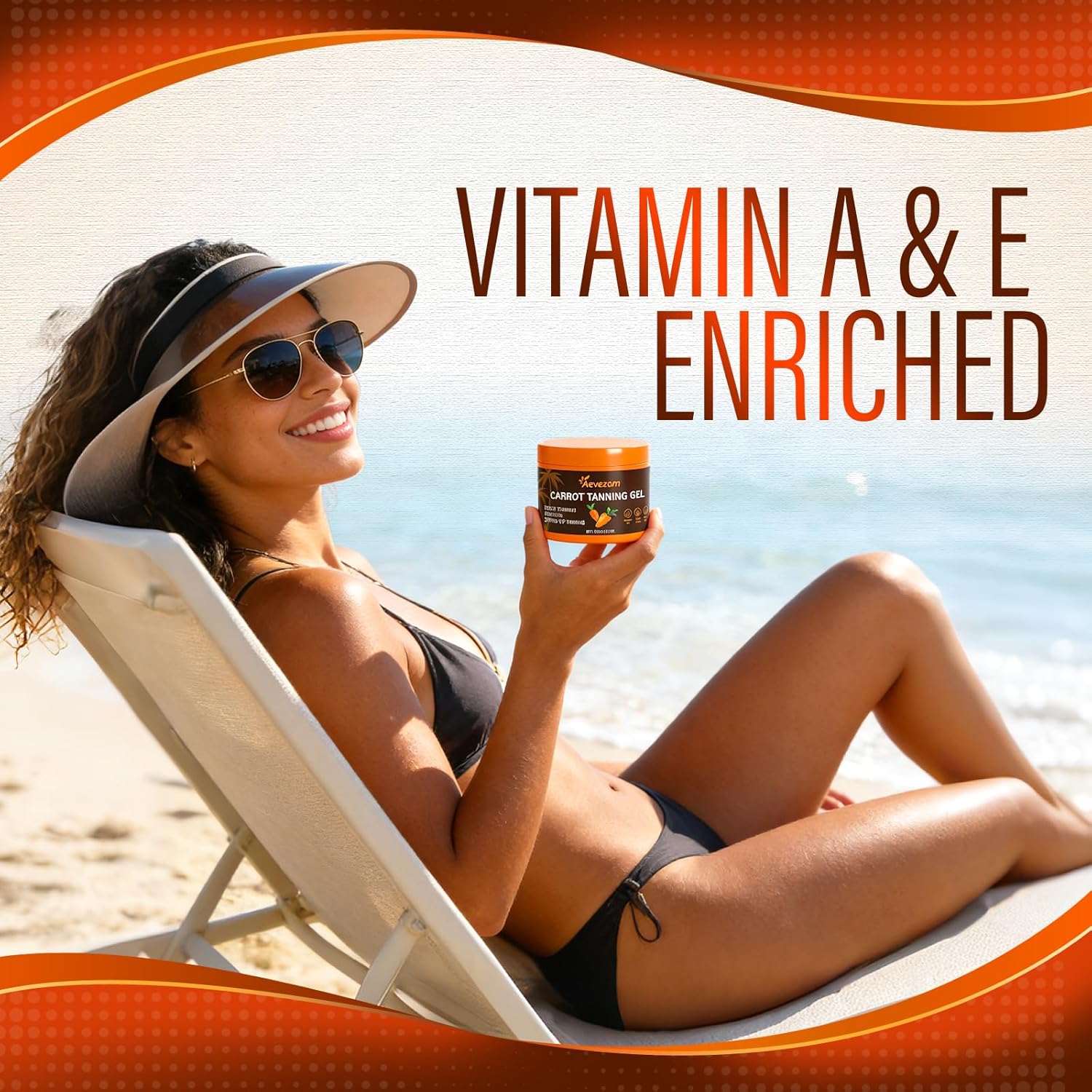 Carrot Intensive Tanning Gel - Natural Bronzing Formula with Carrot & Coconut Oil, Vitamin A & E Enriched, Fast Even Tan, Dual Action Tanning & Sun Protection, Gel Form (1 Pack)